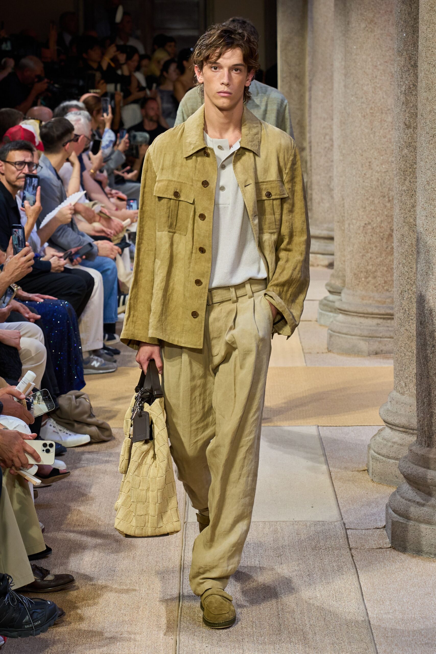 beige linen jacket and pants