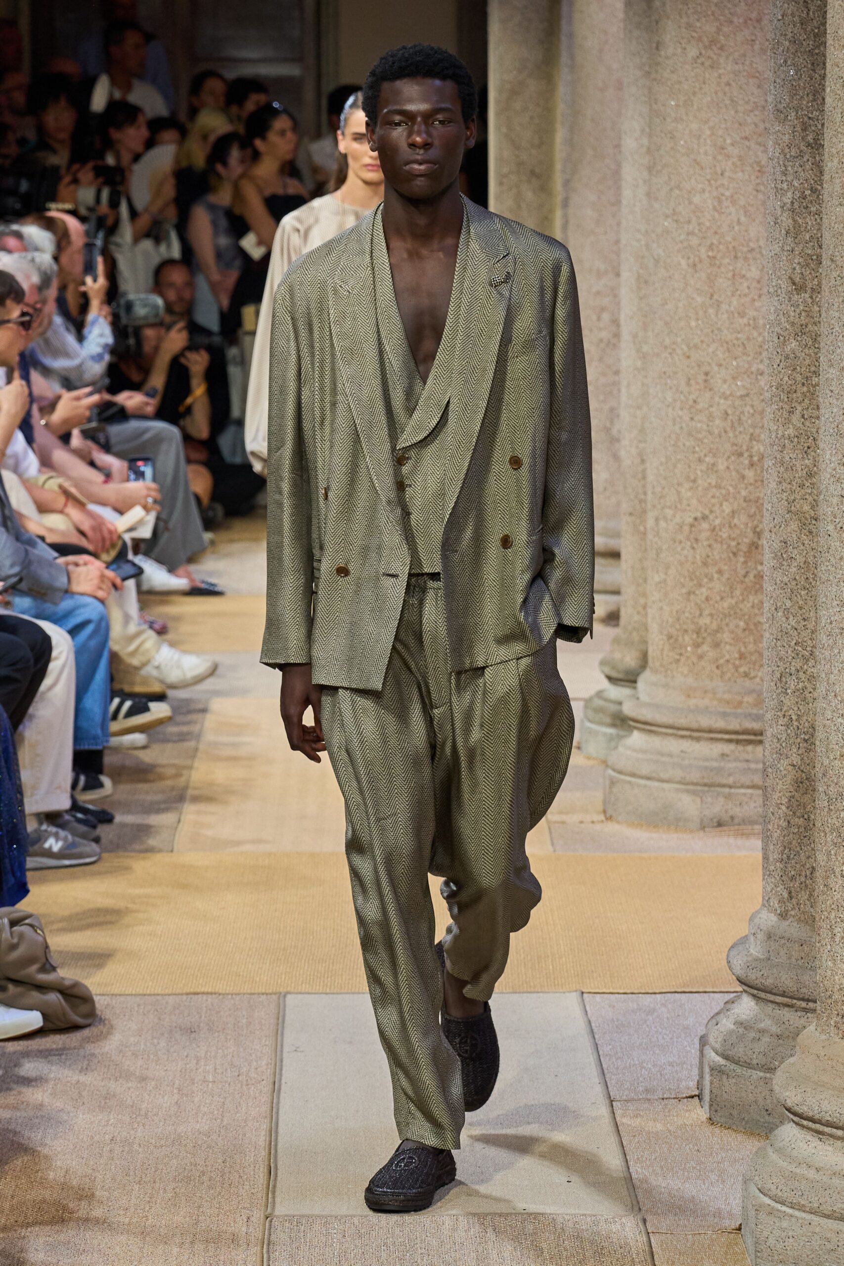 beige silk tailored pleated pants