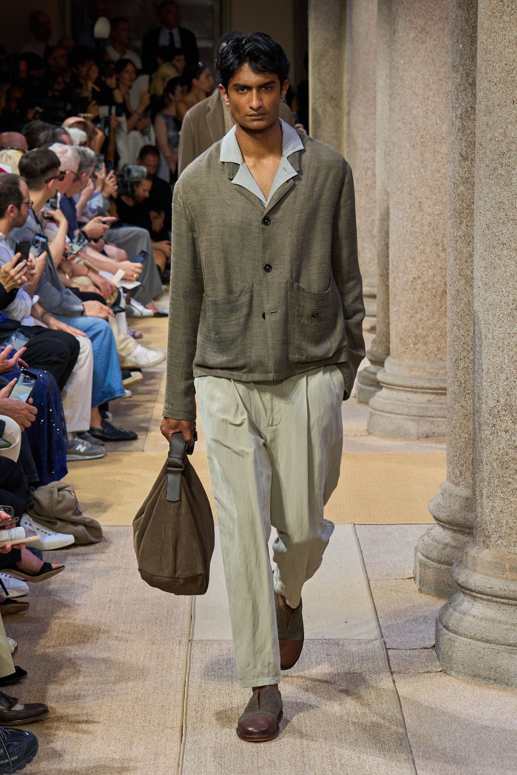 brown linen relaxed jacket and pants