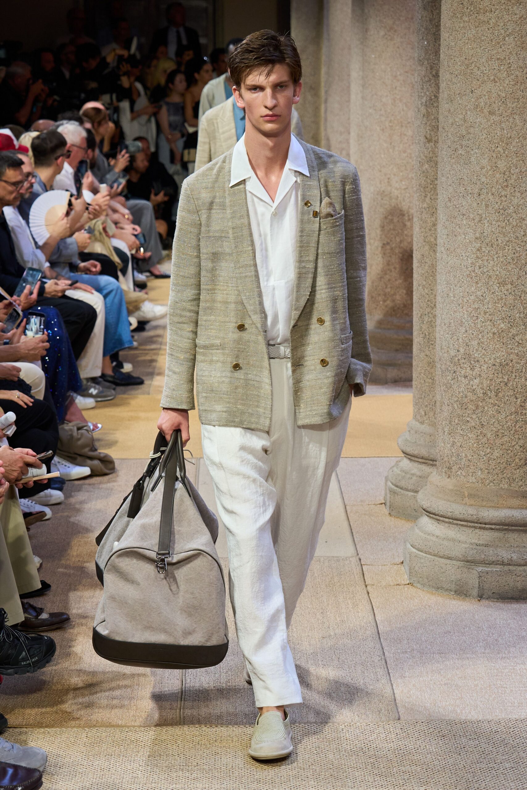 beige linen tailored blazer