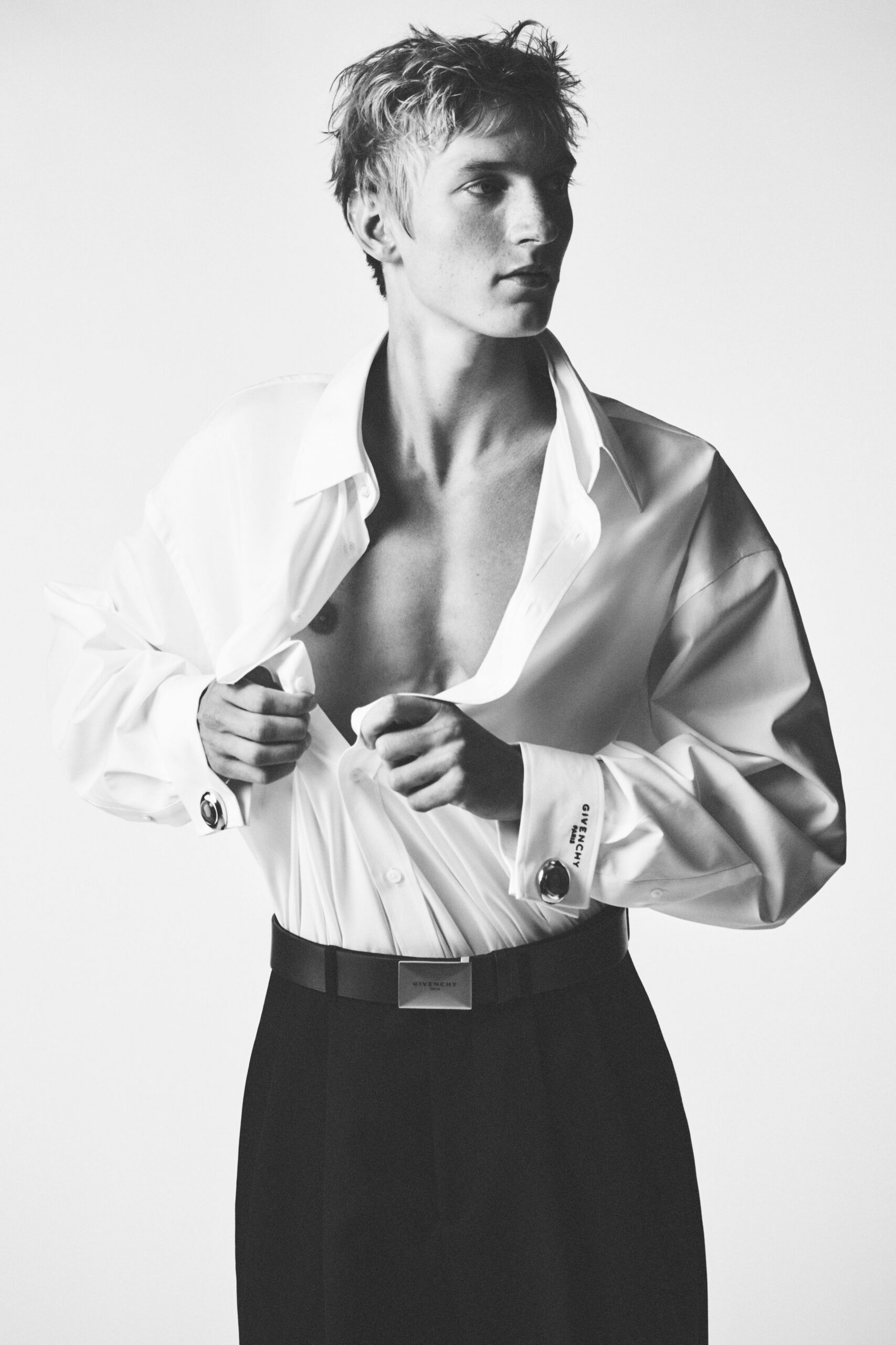 black wool tailored high-waisted straight-leg pants