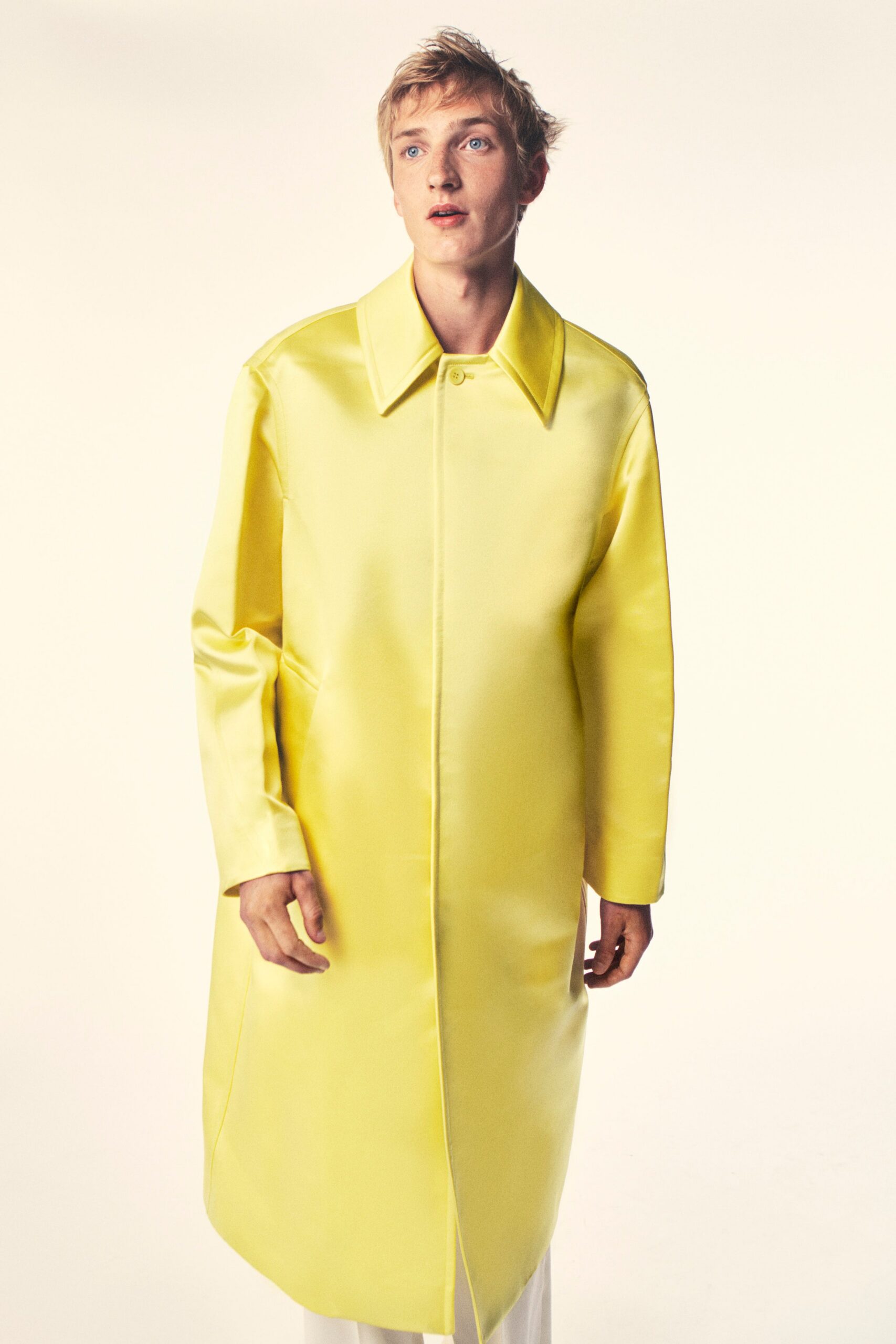 yellow satin relaxed coat