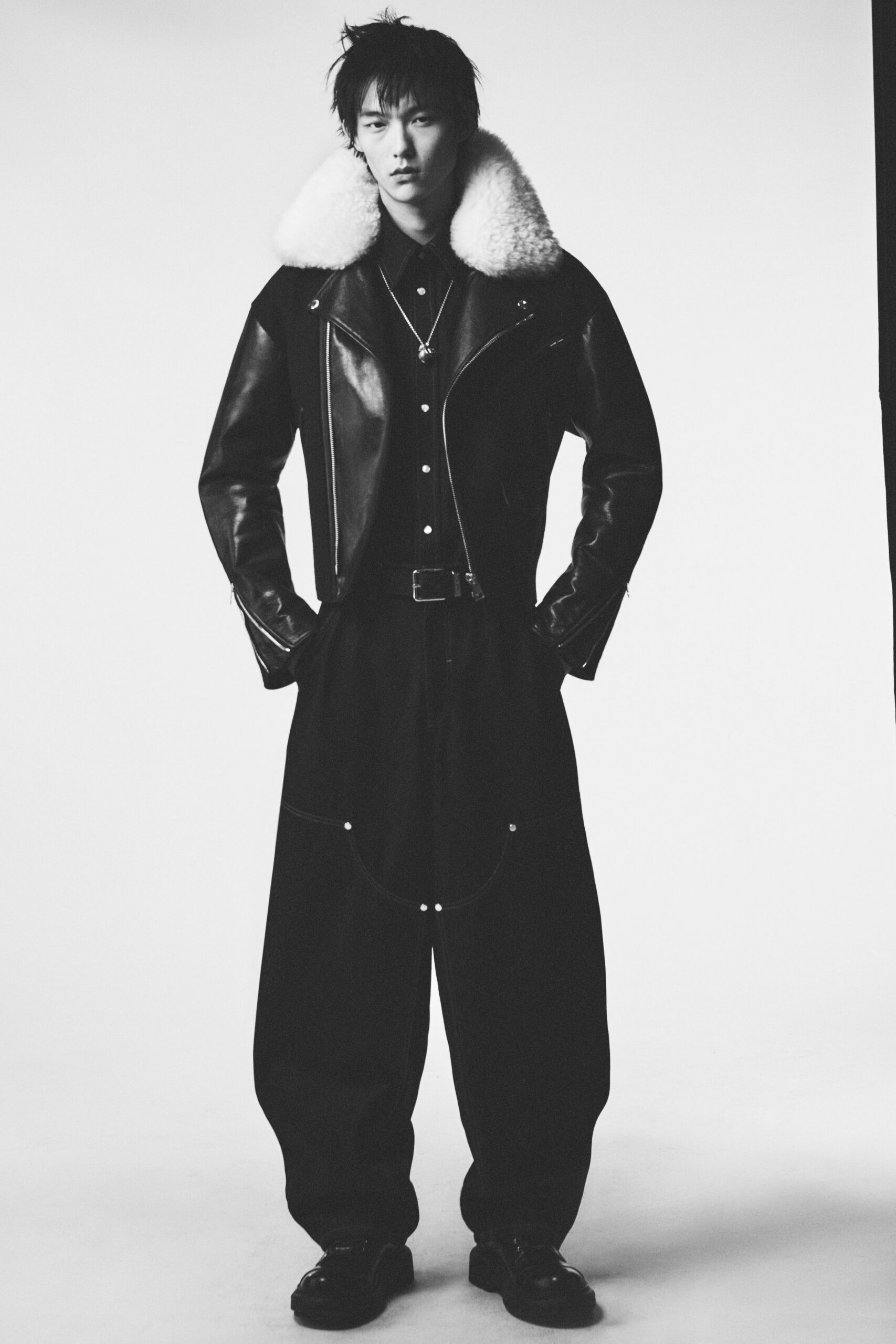 black denim relaxed wide-leg pants