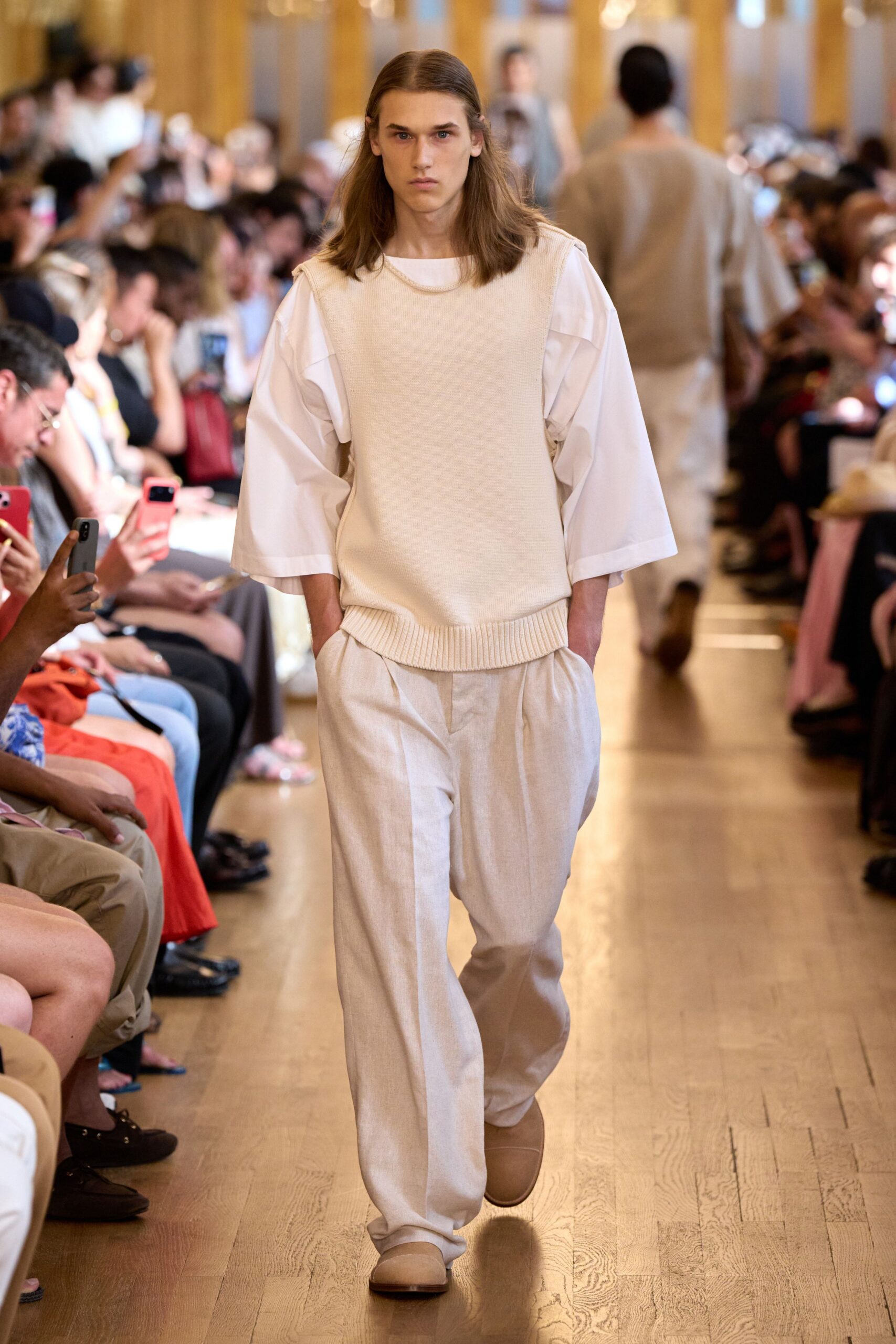 beige relaxed sweater and pants
