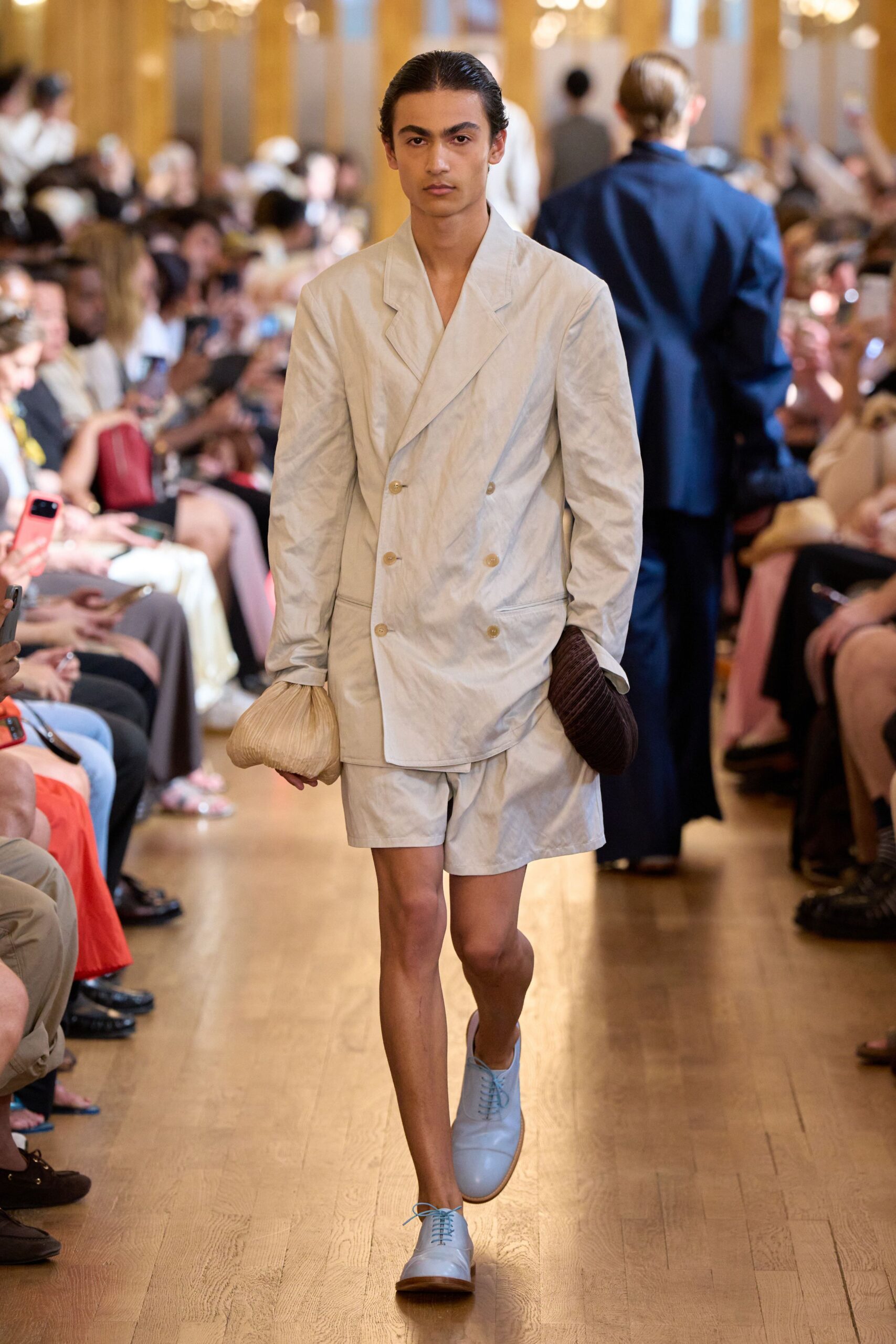 white cotton short-sleeve collared tailored buttoned suit