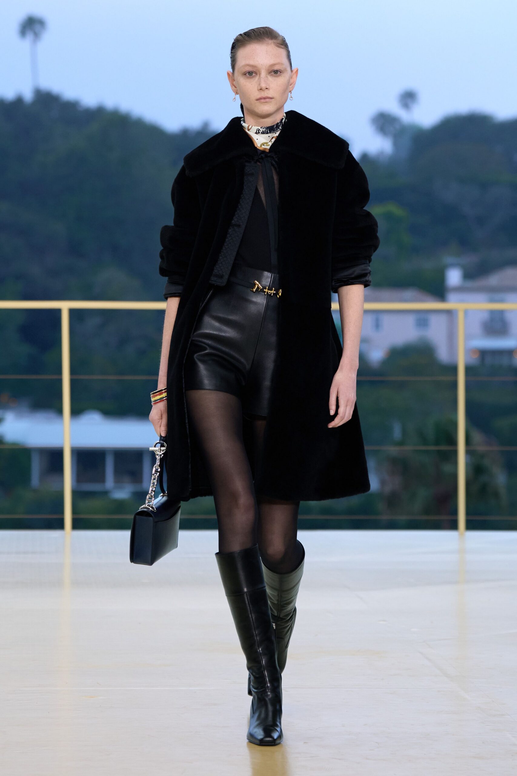 black leather fitted shorts