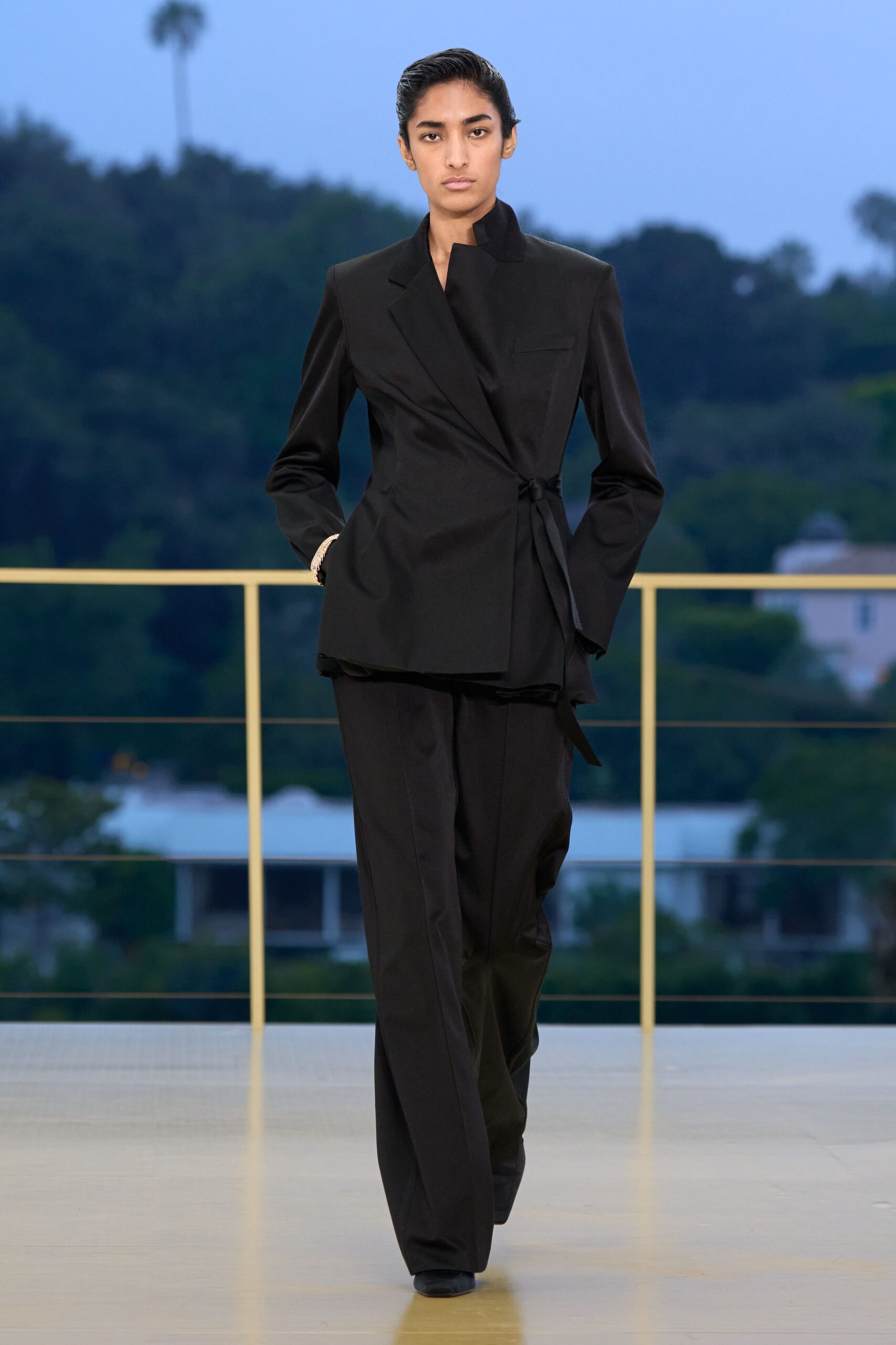 black tailored wool suit