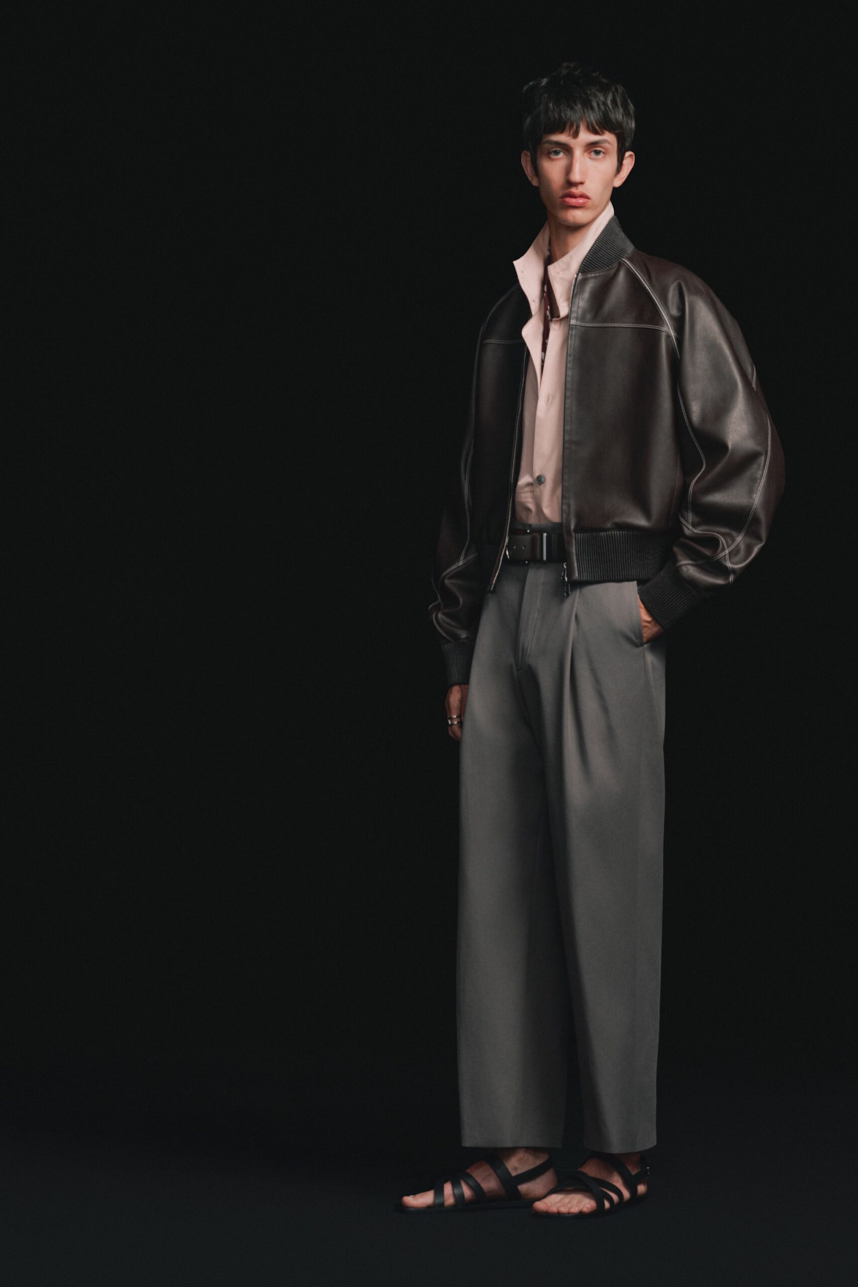 gray cotton relaxed high-waisted wide-leg pants