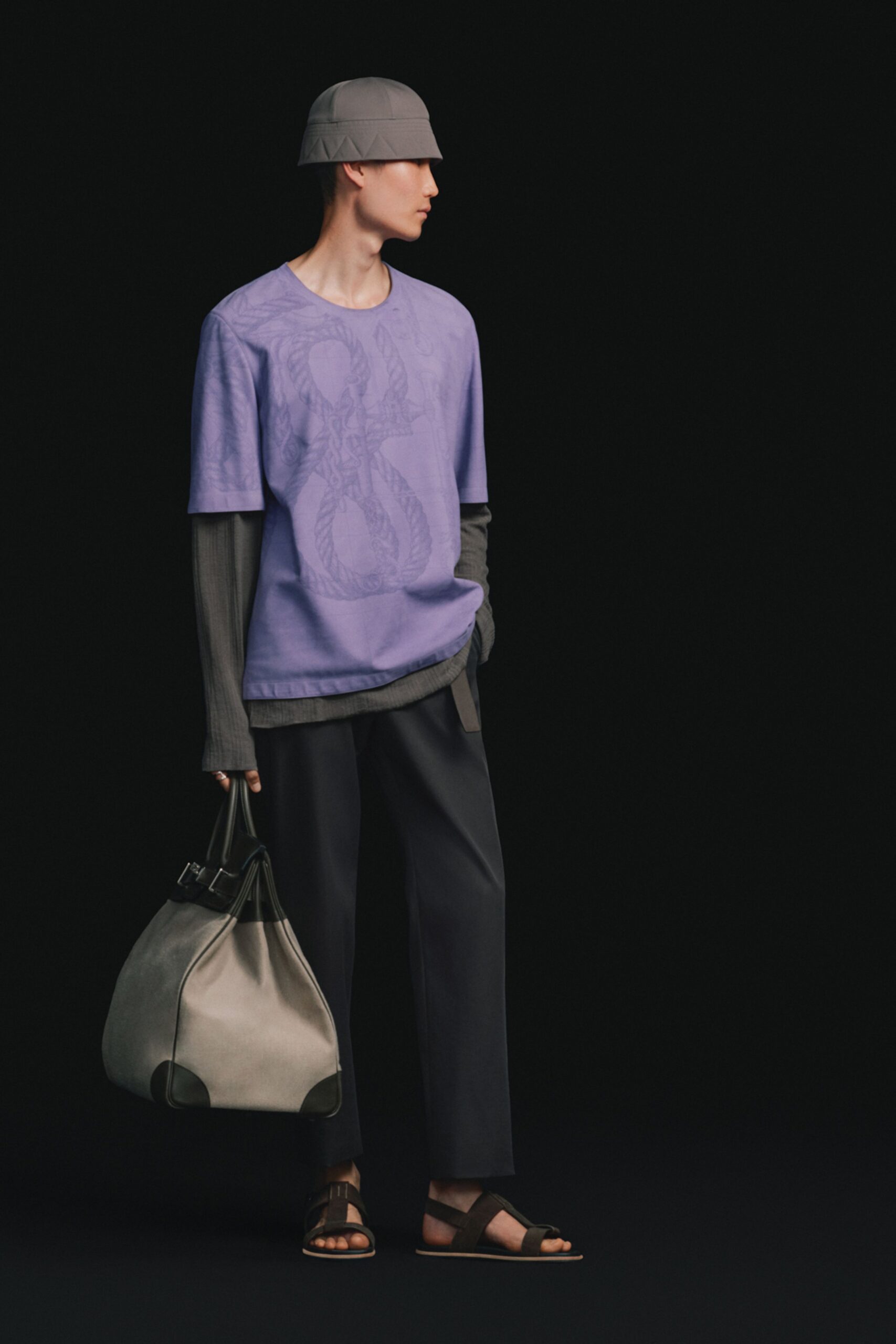 gray cotton long-sleeve collared fitted shirt