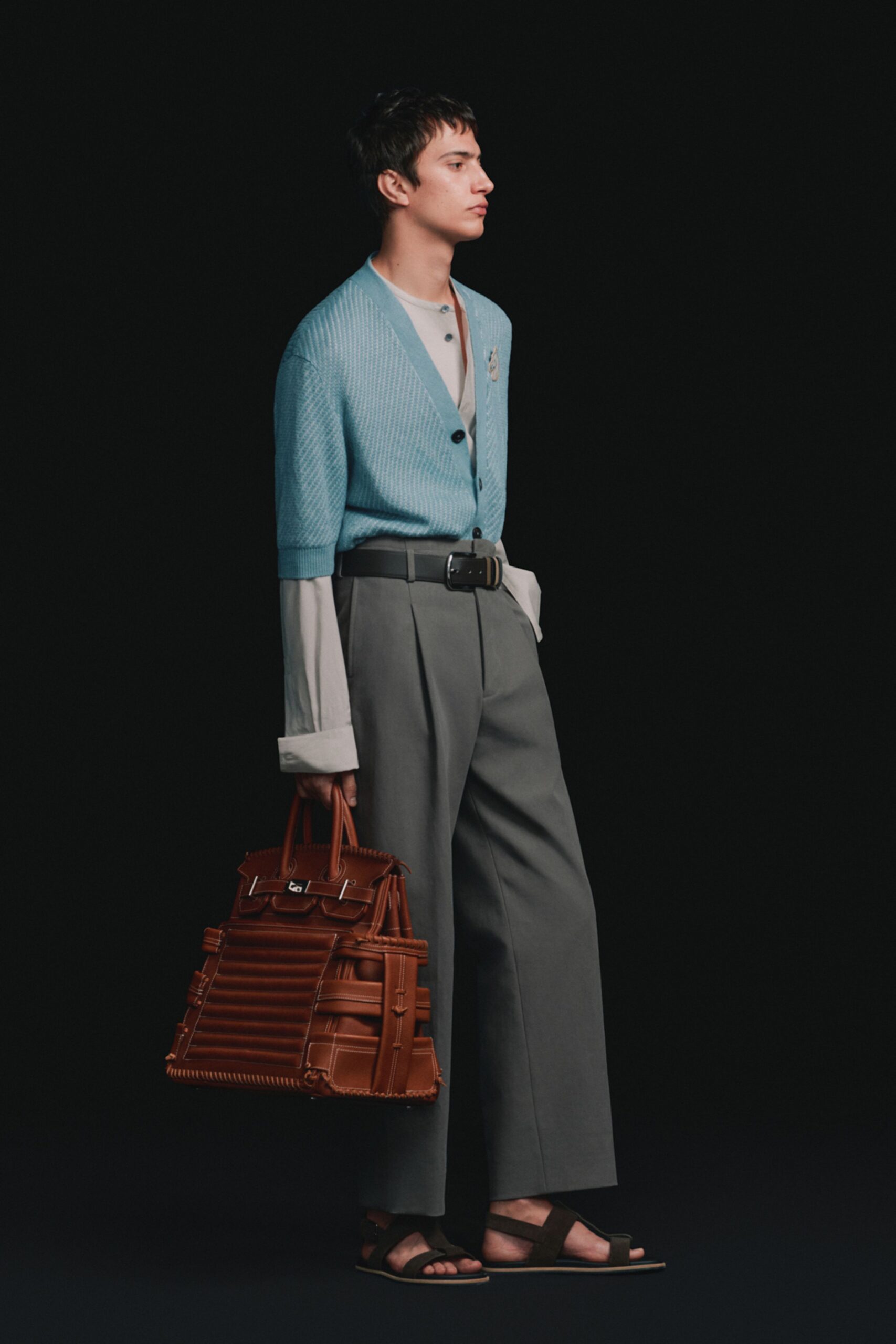 gray cotton relaxed high-waisted wide-leg pants