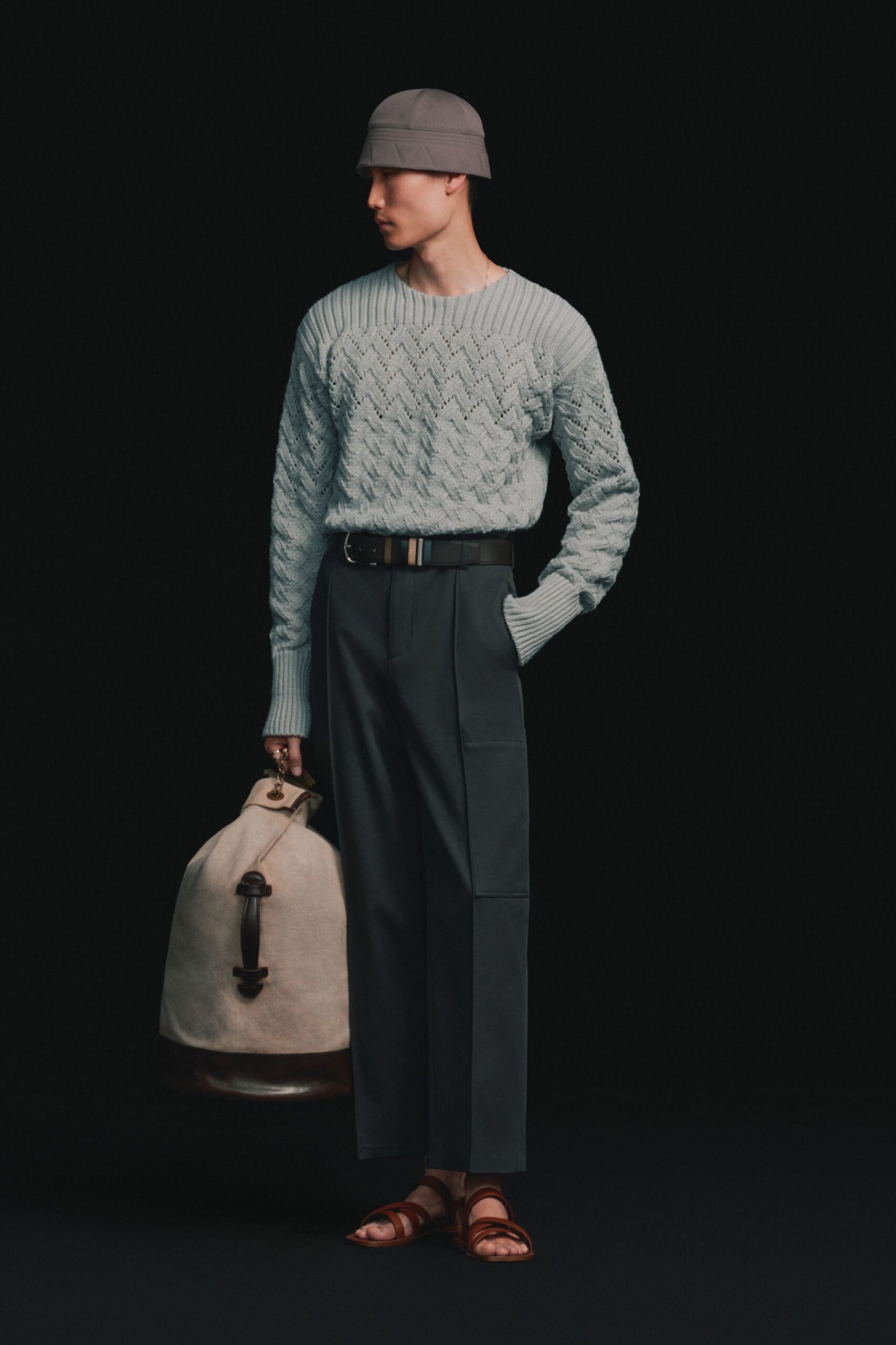 beige leather bag