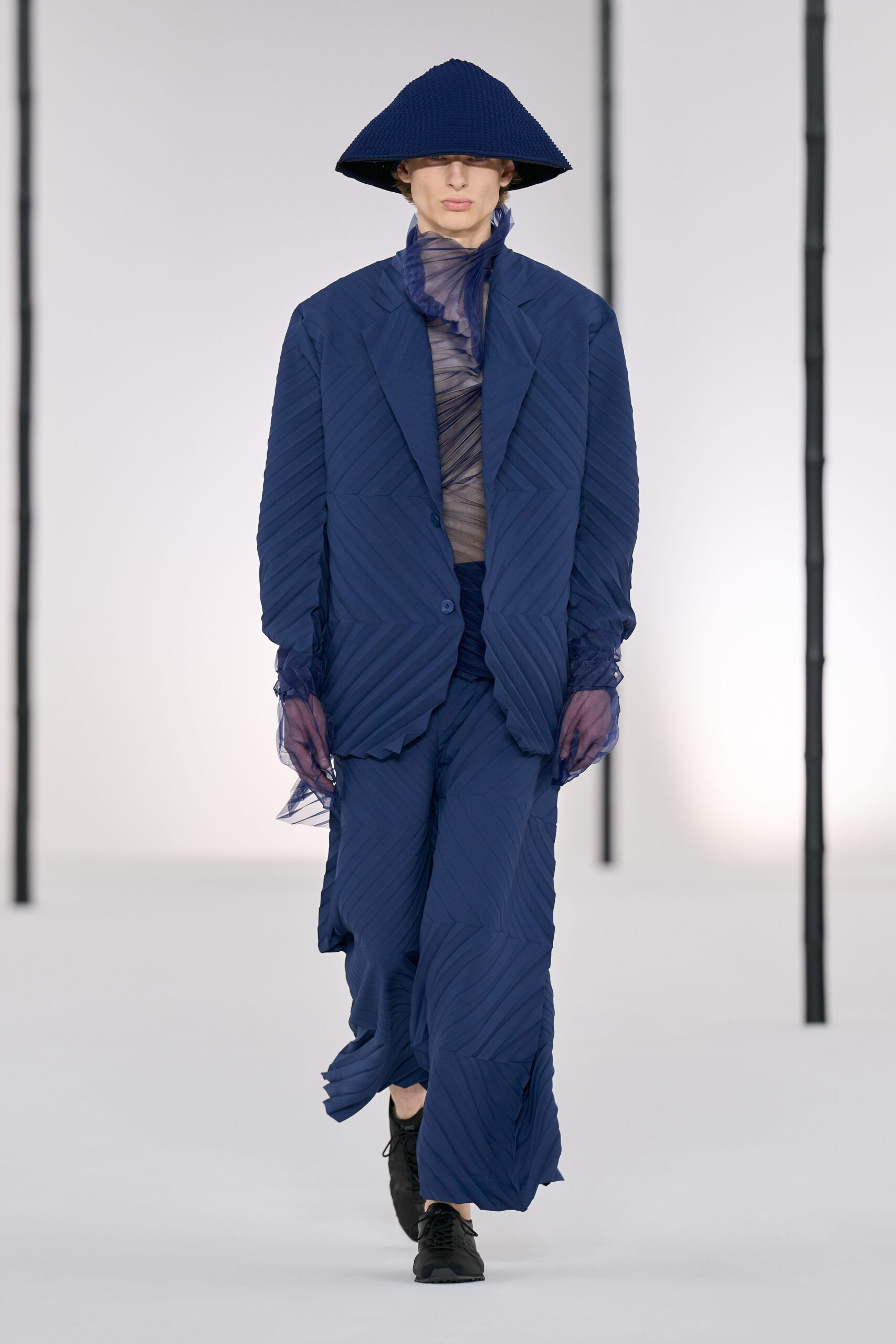 blue cotton relaxed wide-leg pants
