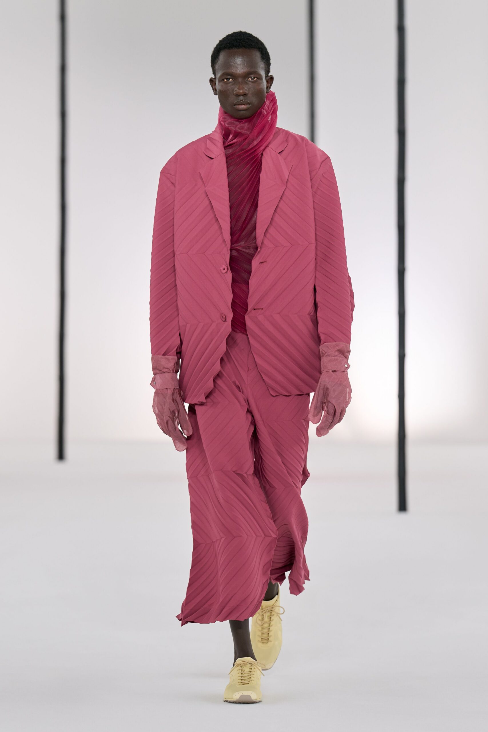pink silk gloves