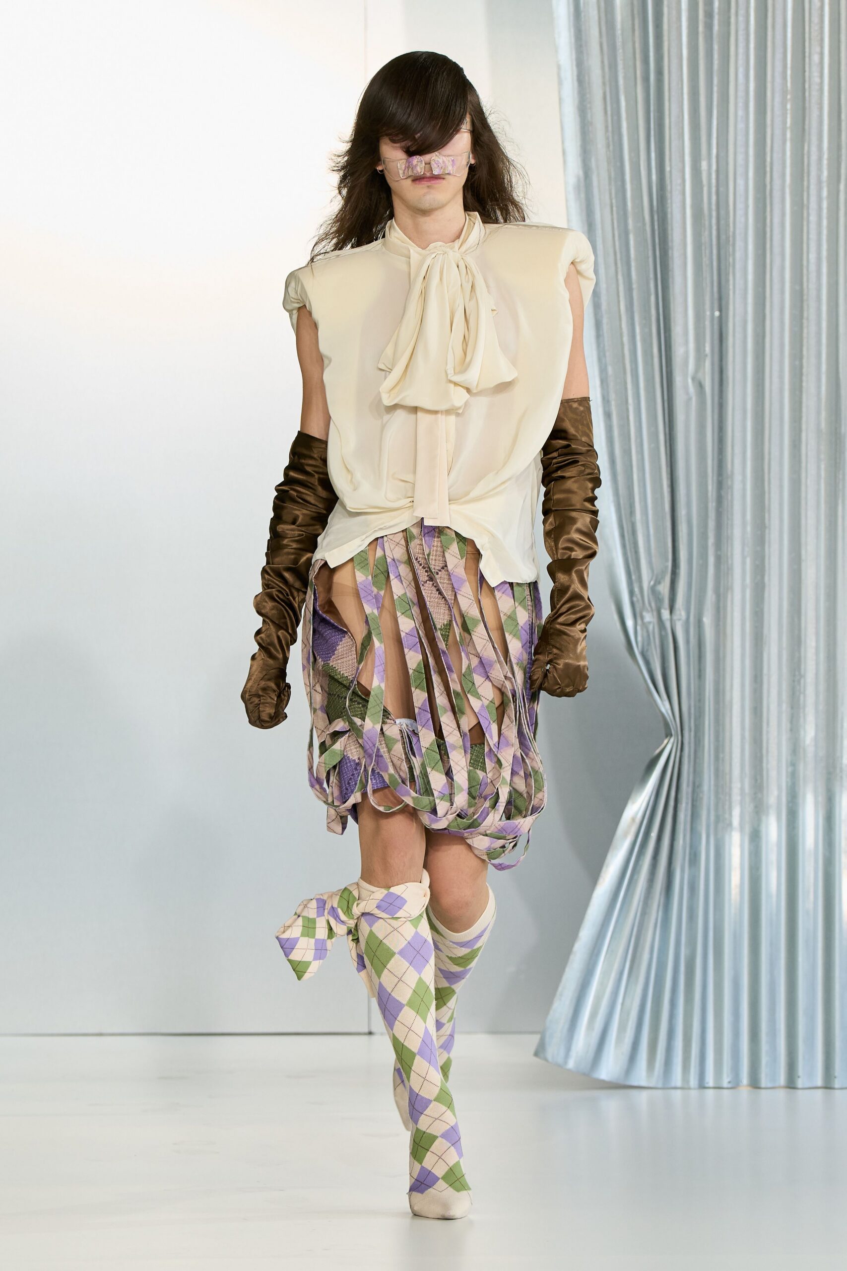 multi cotton fitted ruffled skirt
