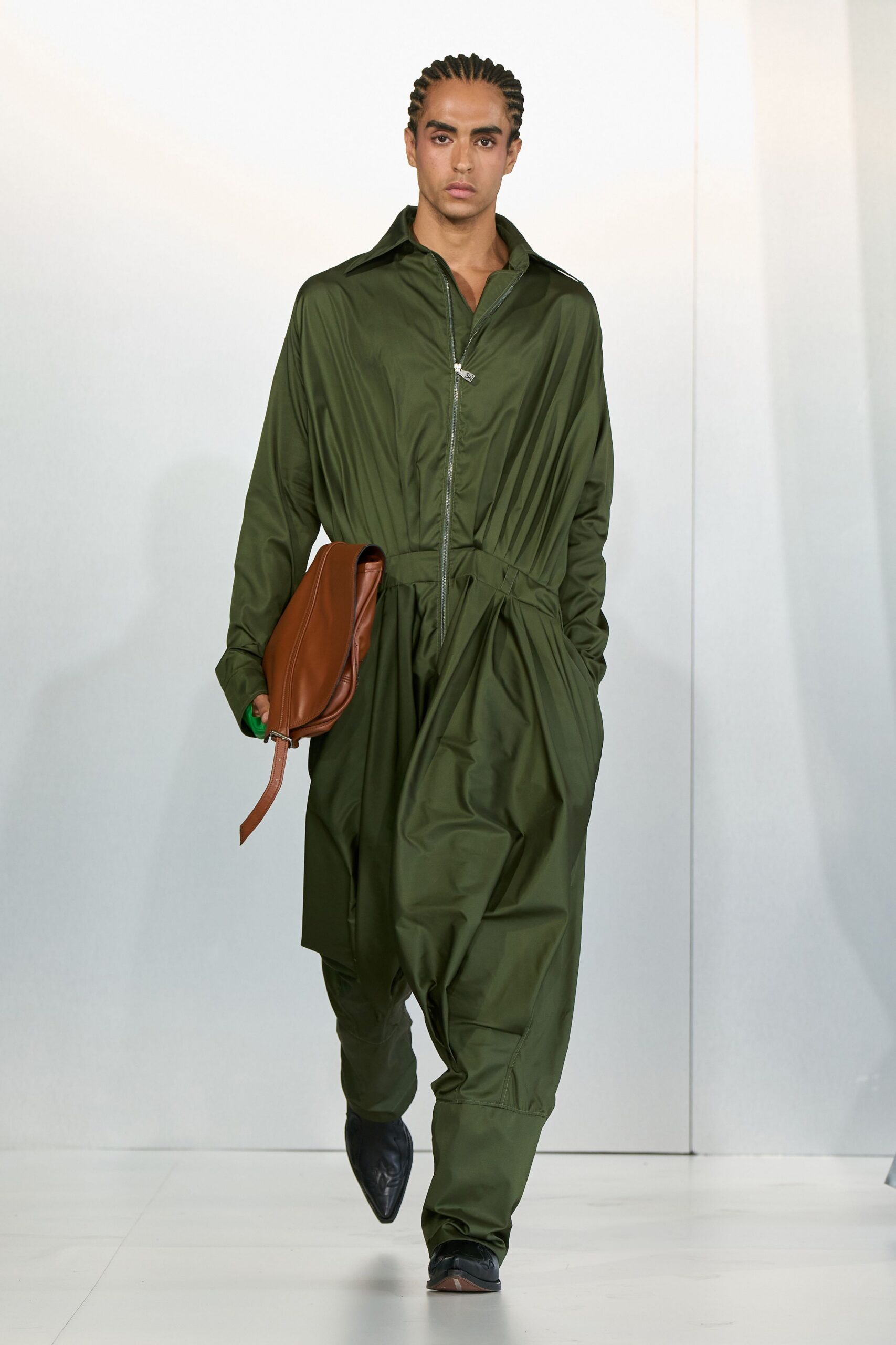 green silk relaxed jumpsuit