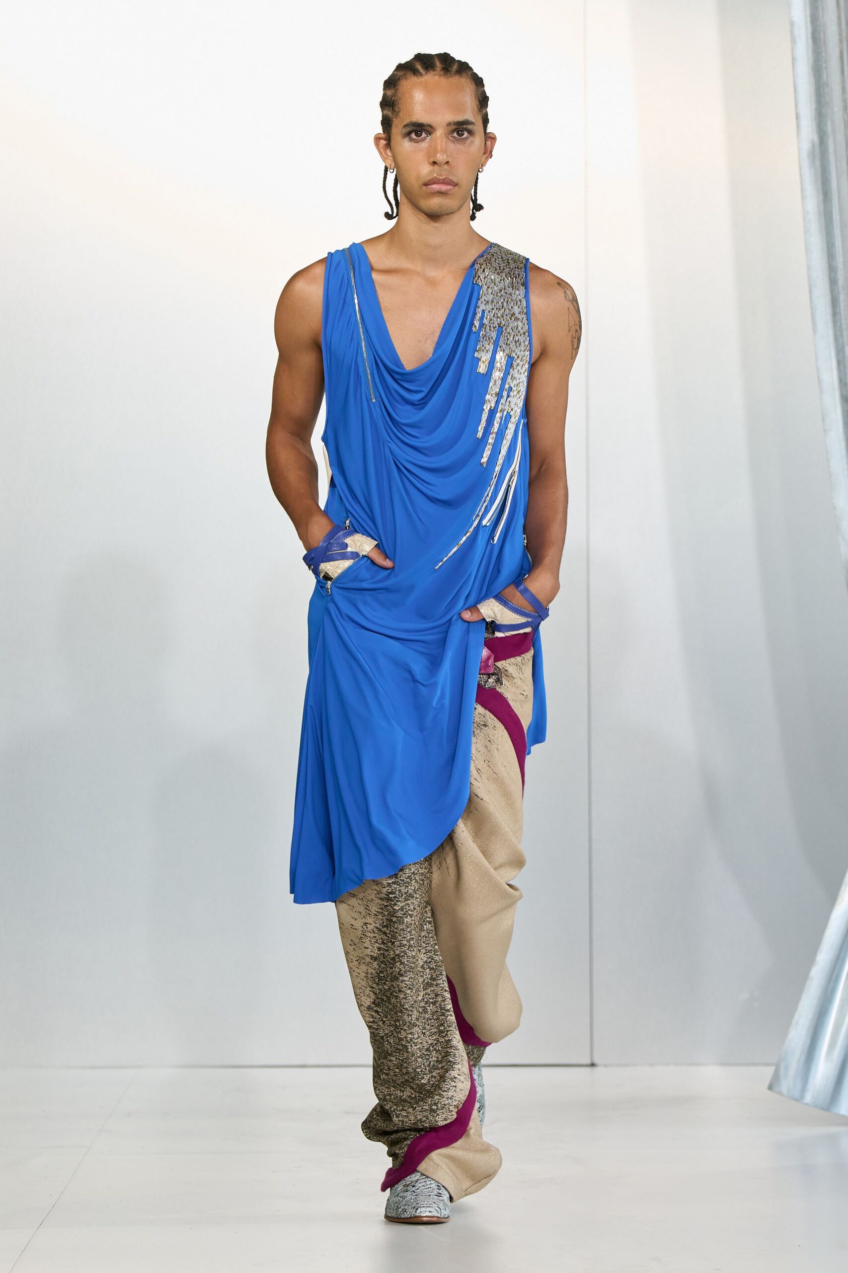 beige silk relaxed wide-leg pants