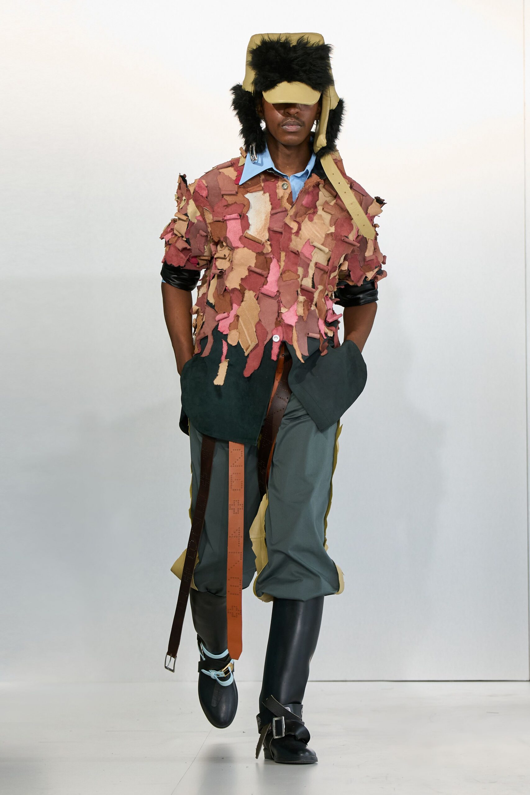 multi-colored relaxed shirt with cargo pants