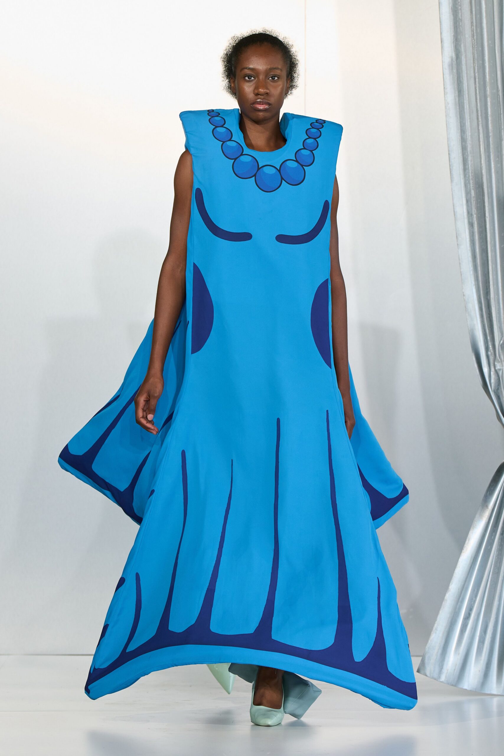 blue printed maxi dress