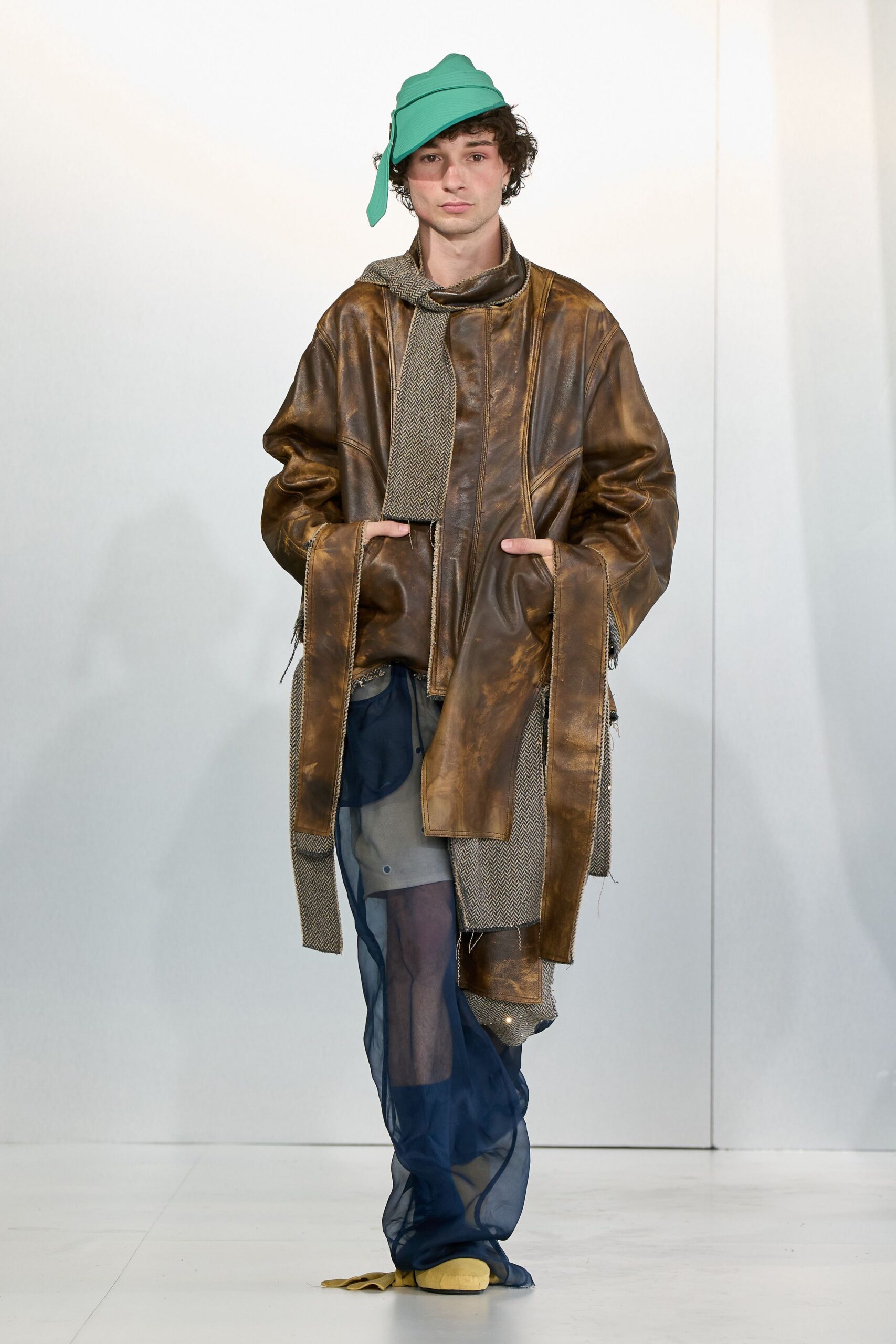 brown leather relaxed jacket