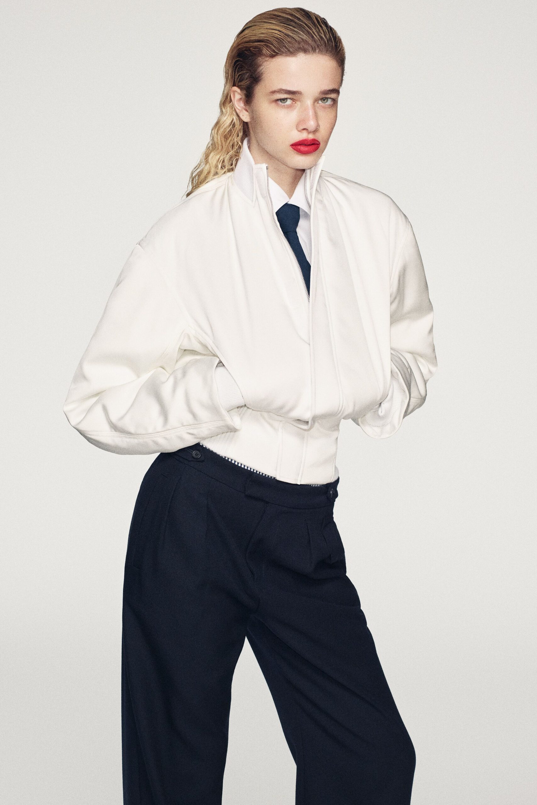 black cotton tailored pleated pants