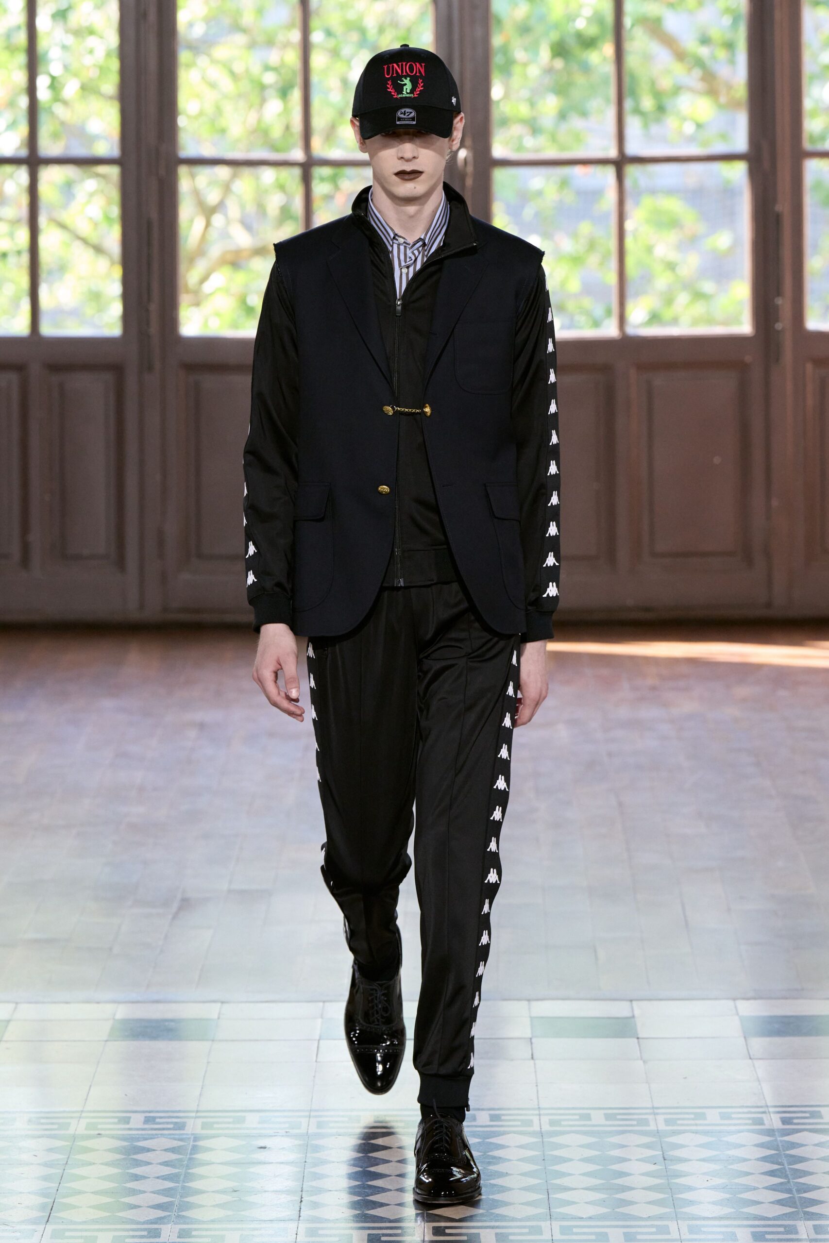 black fitted vest and pants