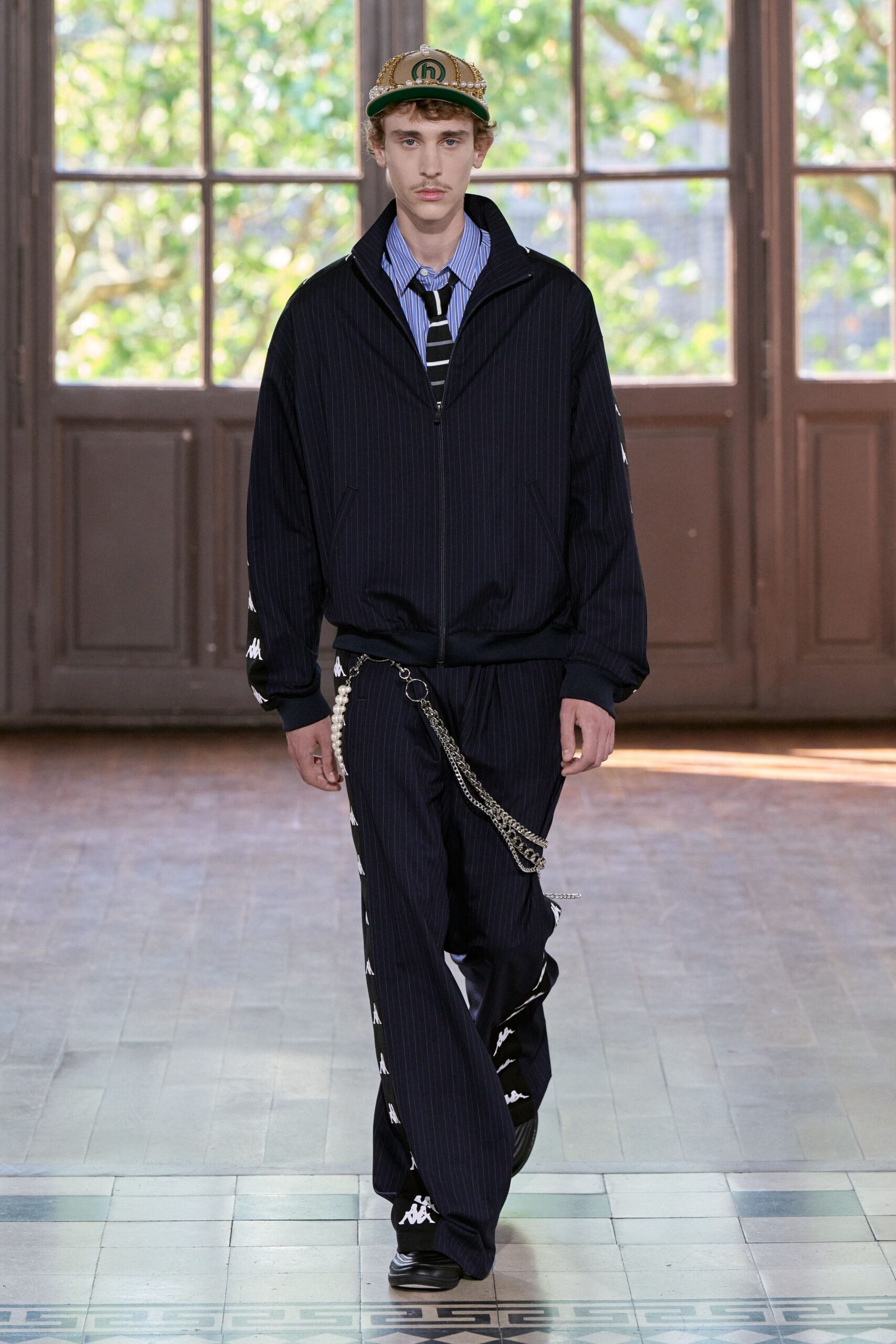 black relaxed jacket with blue shirt
