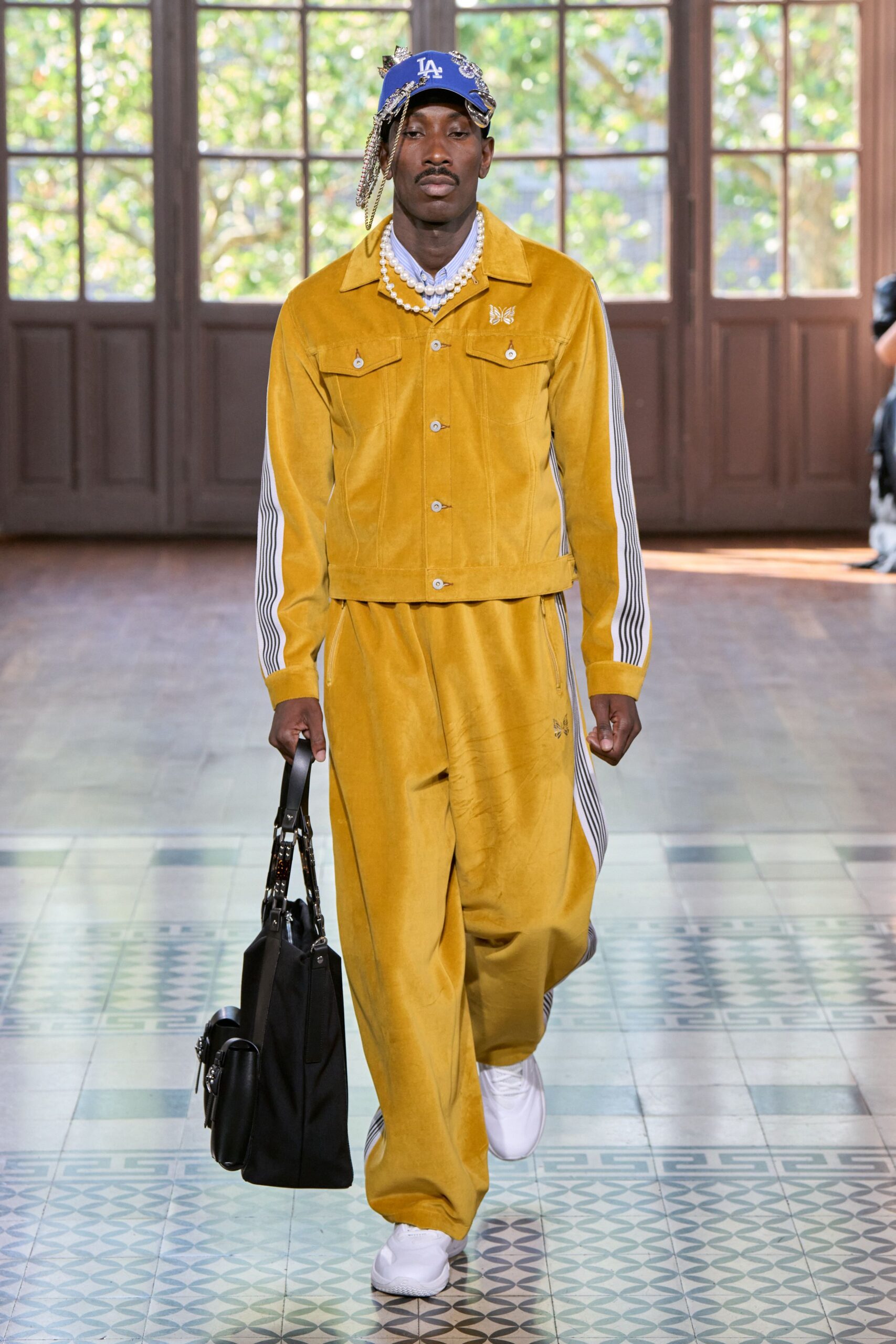 yellow velvet jacket and pants