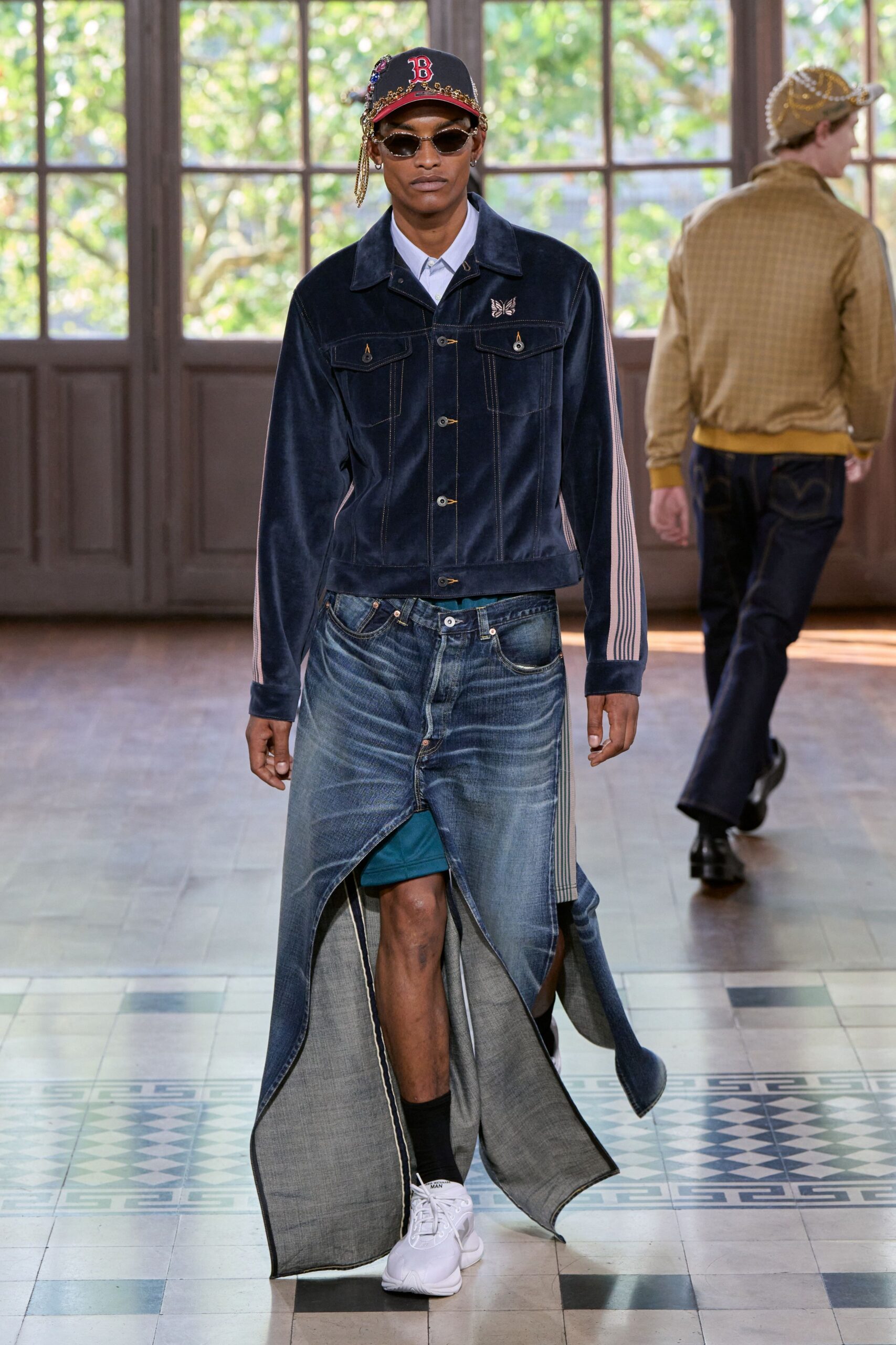 blue denim jacket and skirt