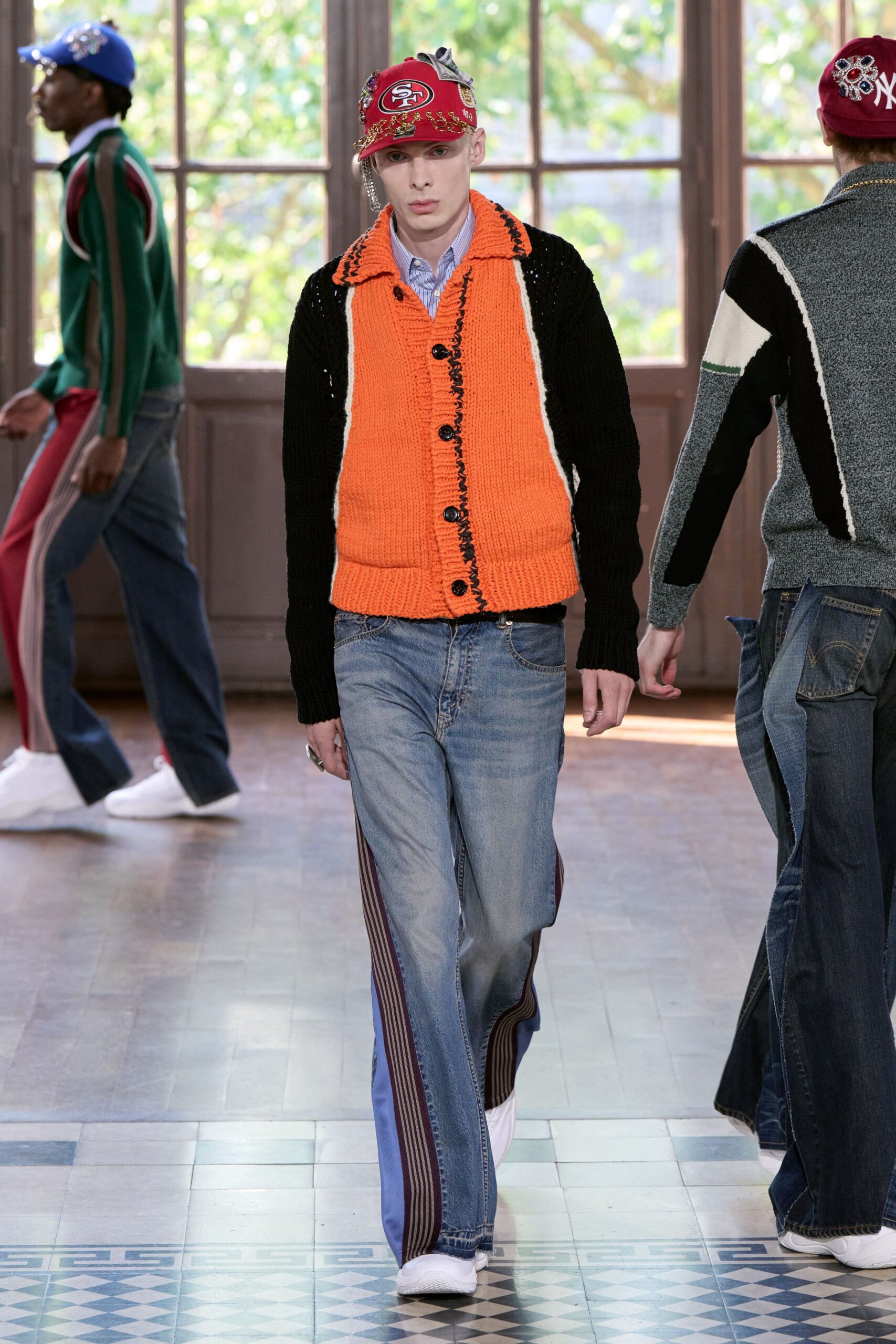 black wool long-sleeve collared fitted buttoned layered cardigan