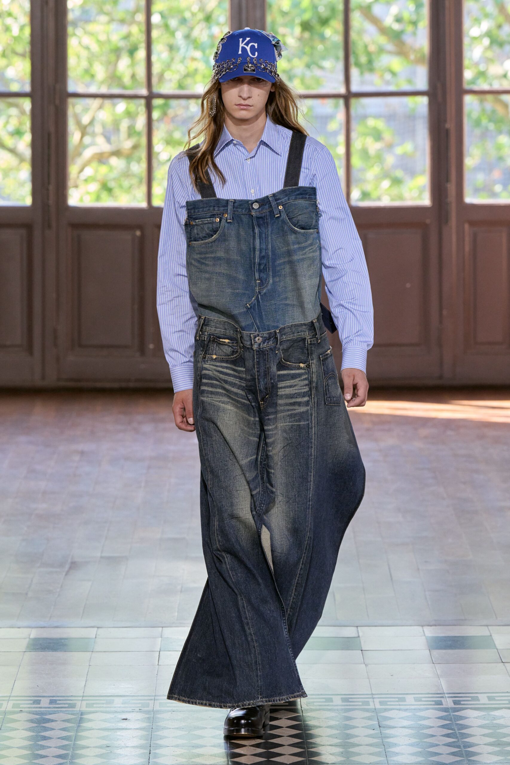 blue denim jumpsuit with shirt