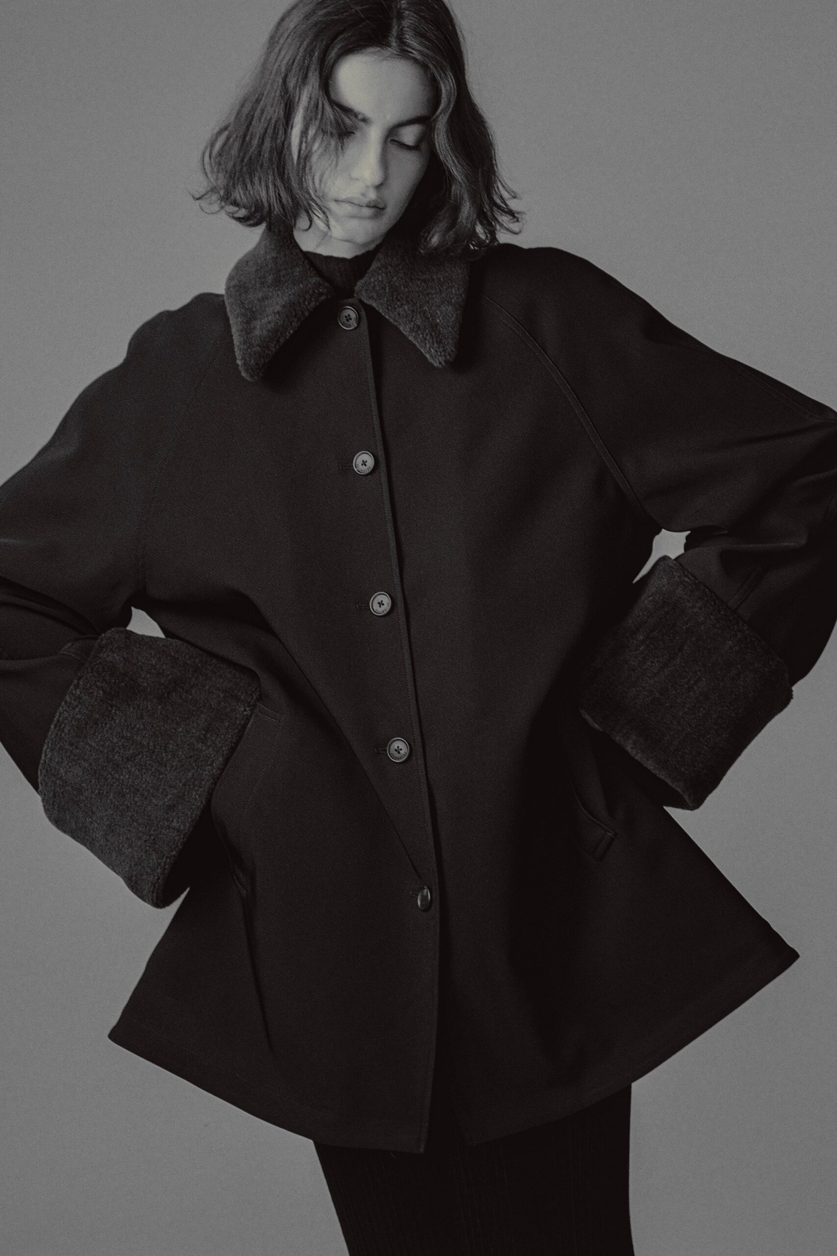 black wool relaxed coat