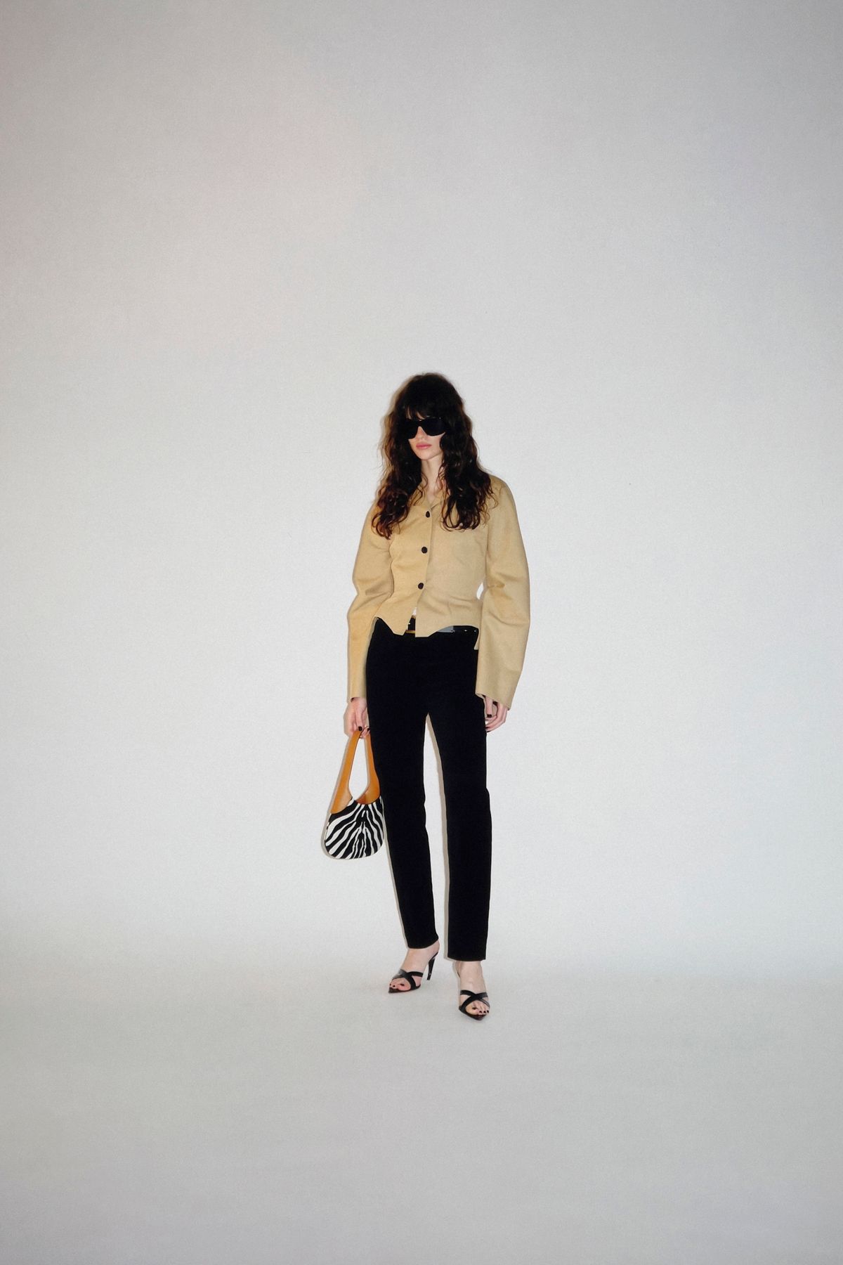 black cotton slim straight-leg pants