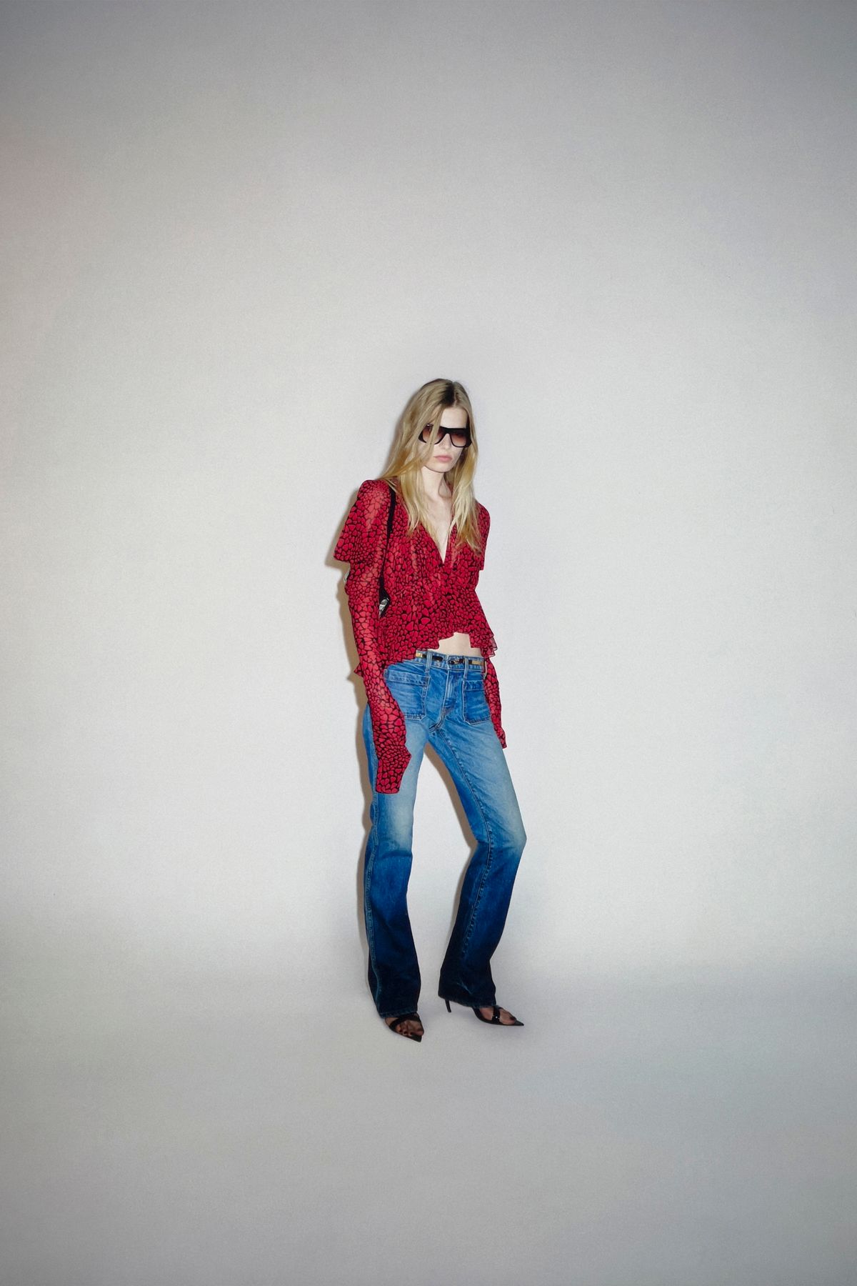 blue denim slim straight-leg jeans