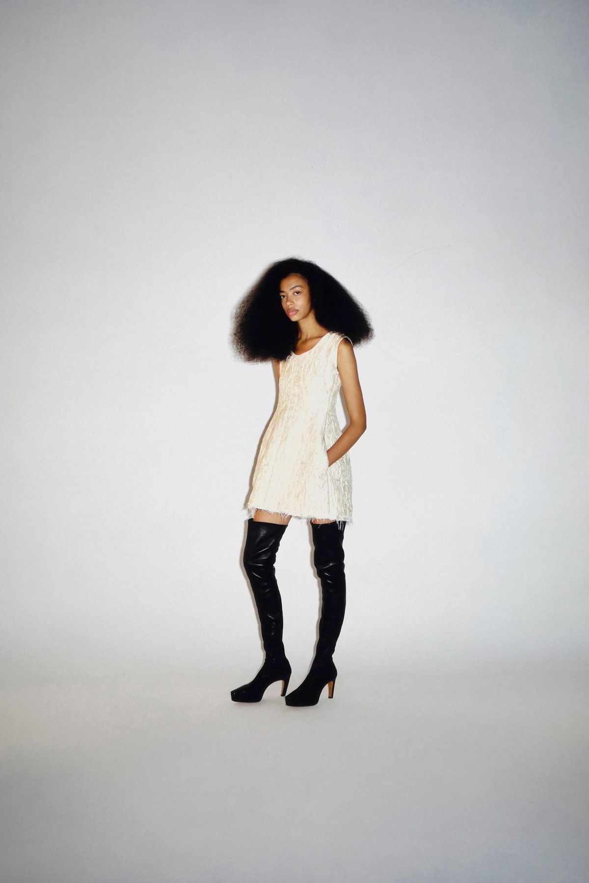 white silk sleeveless collared fitted pleated mini mini-dress