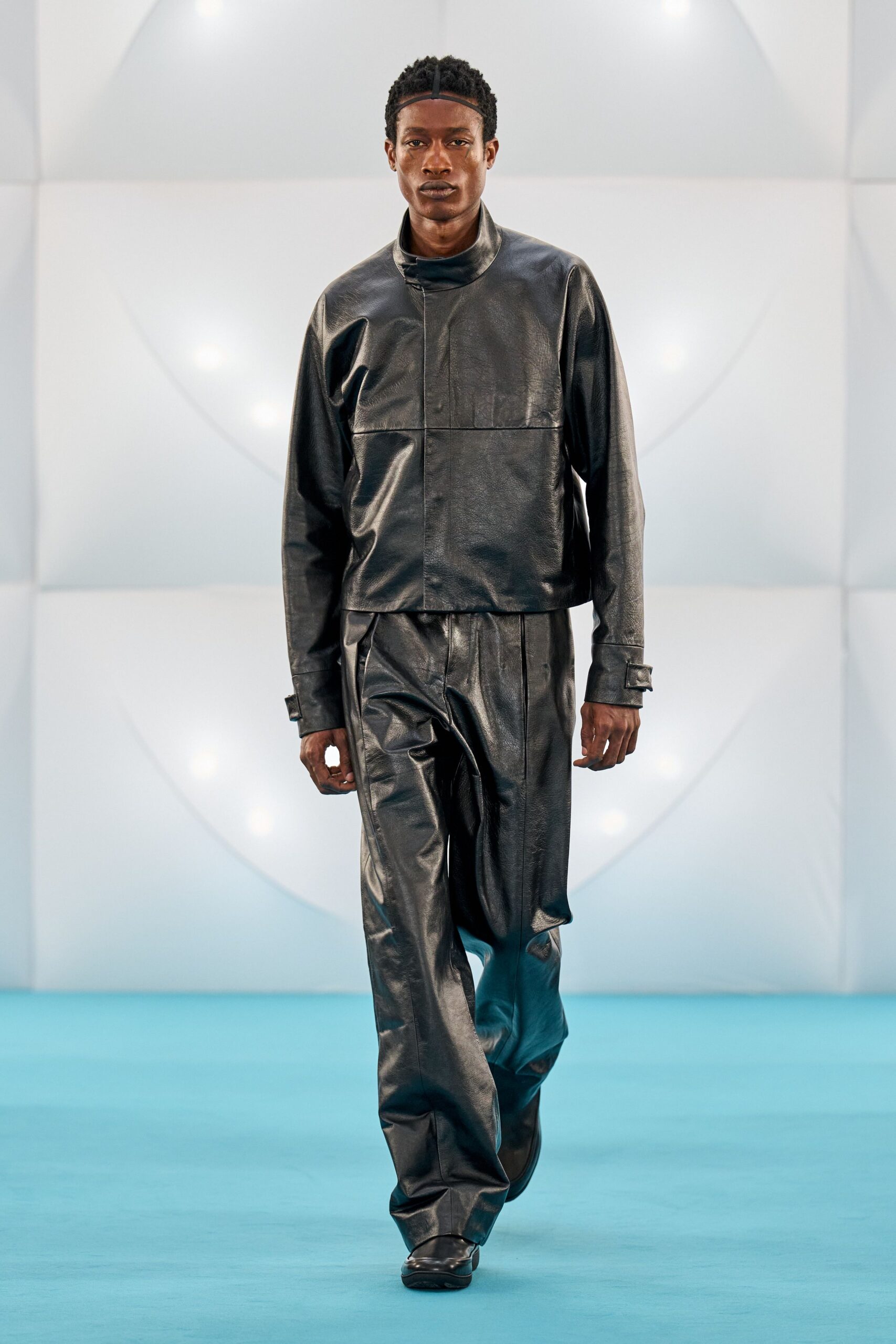 black leather jacket and pants