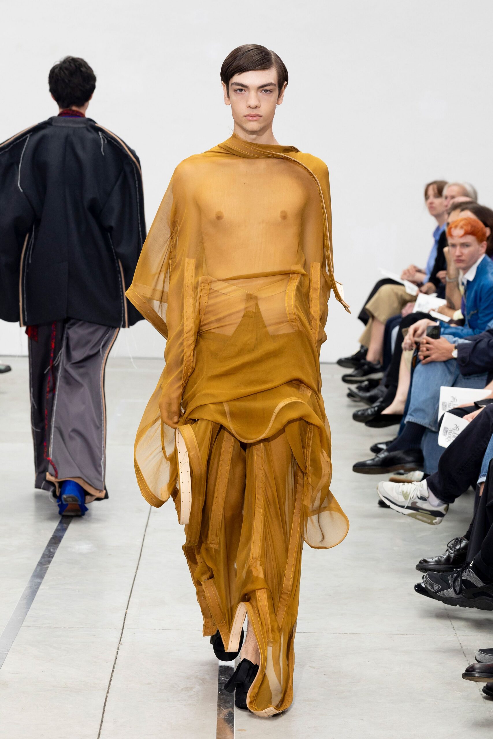yellow sheer layered maxi dress