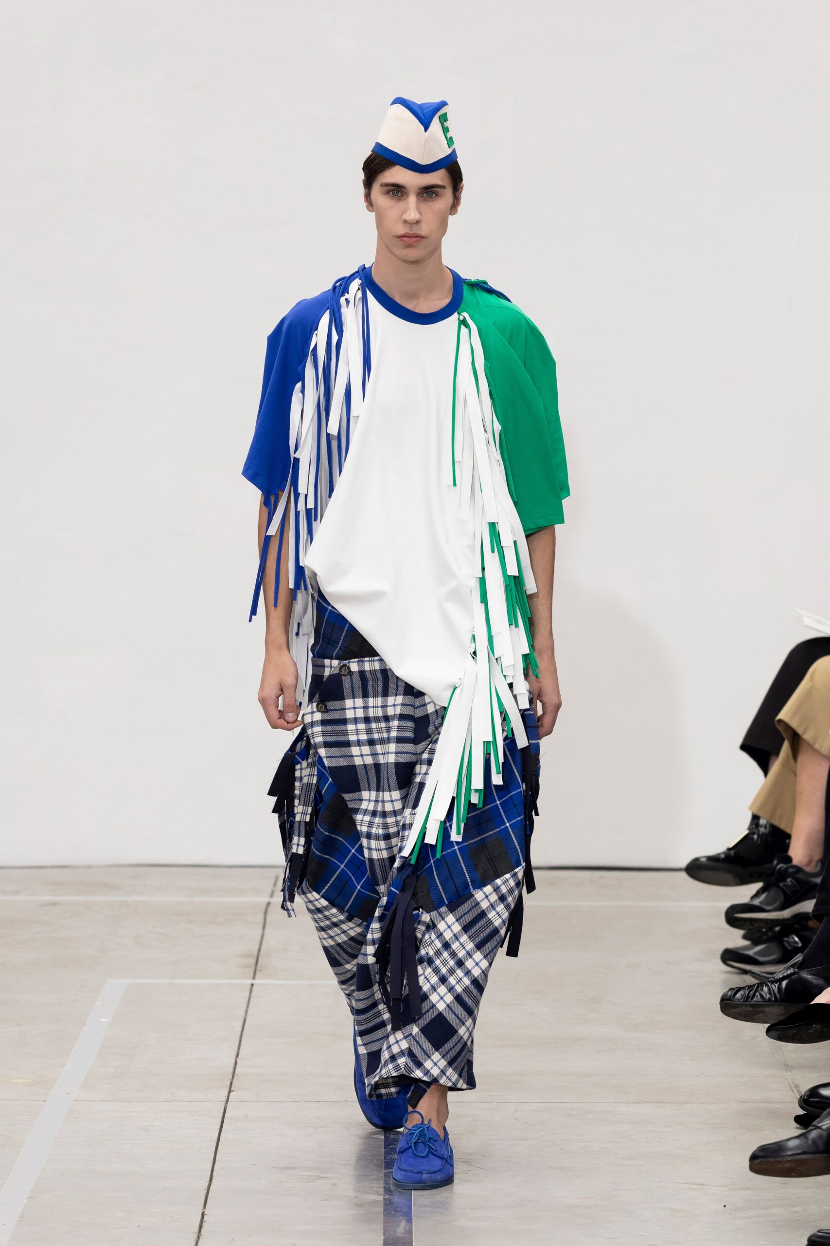 blue relaxed checked pants