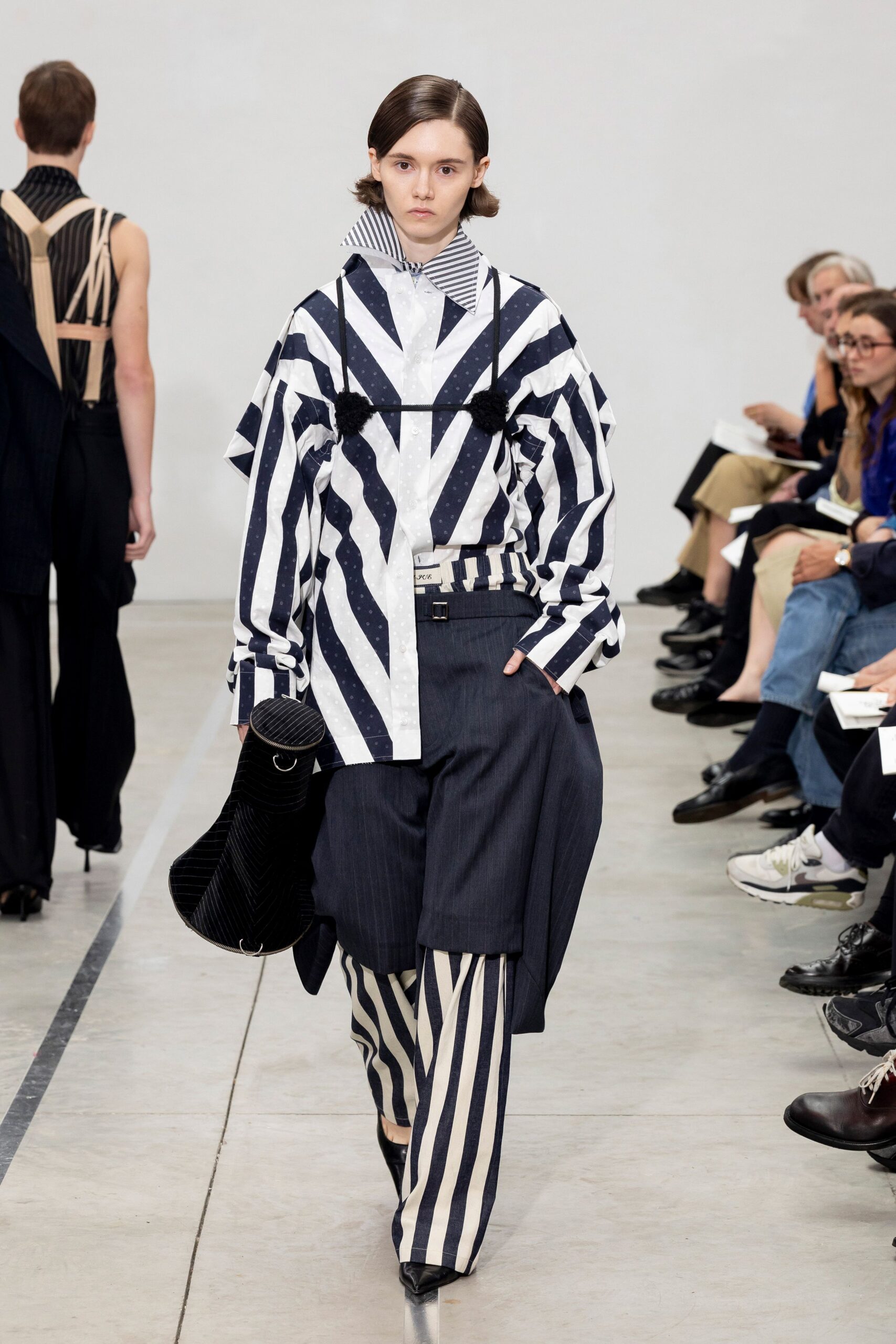 blue relaxed striped pants