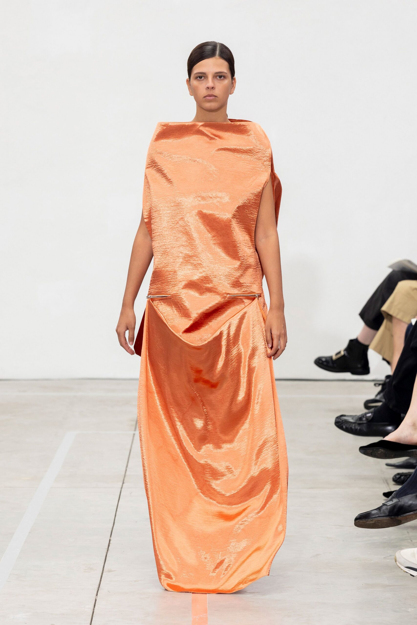relaxed orange silk dress