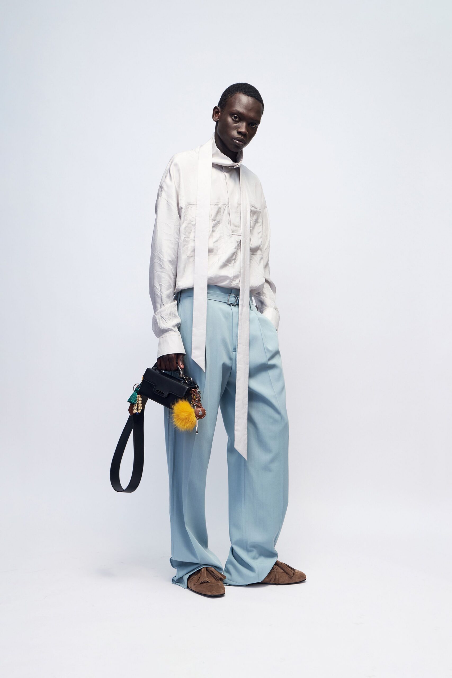 blue cotton relaxed pants