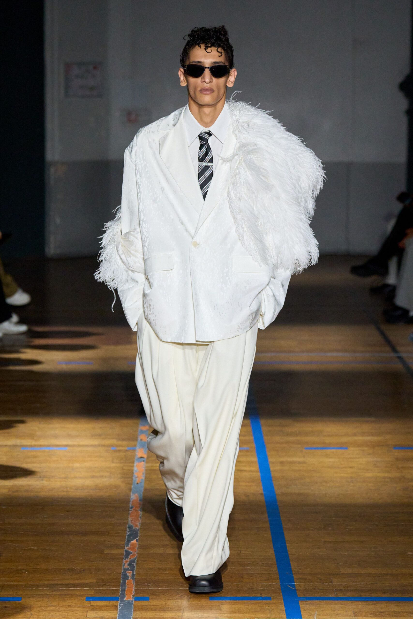 white silk relaxed straight-leg pants