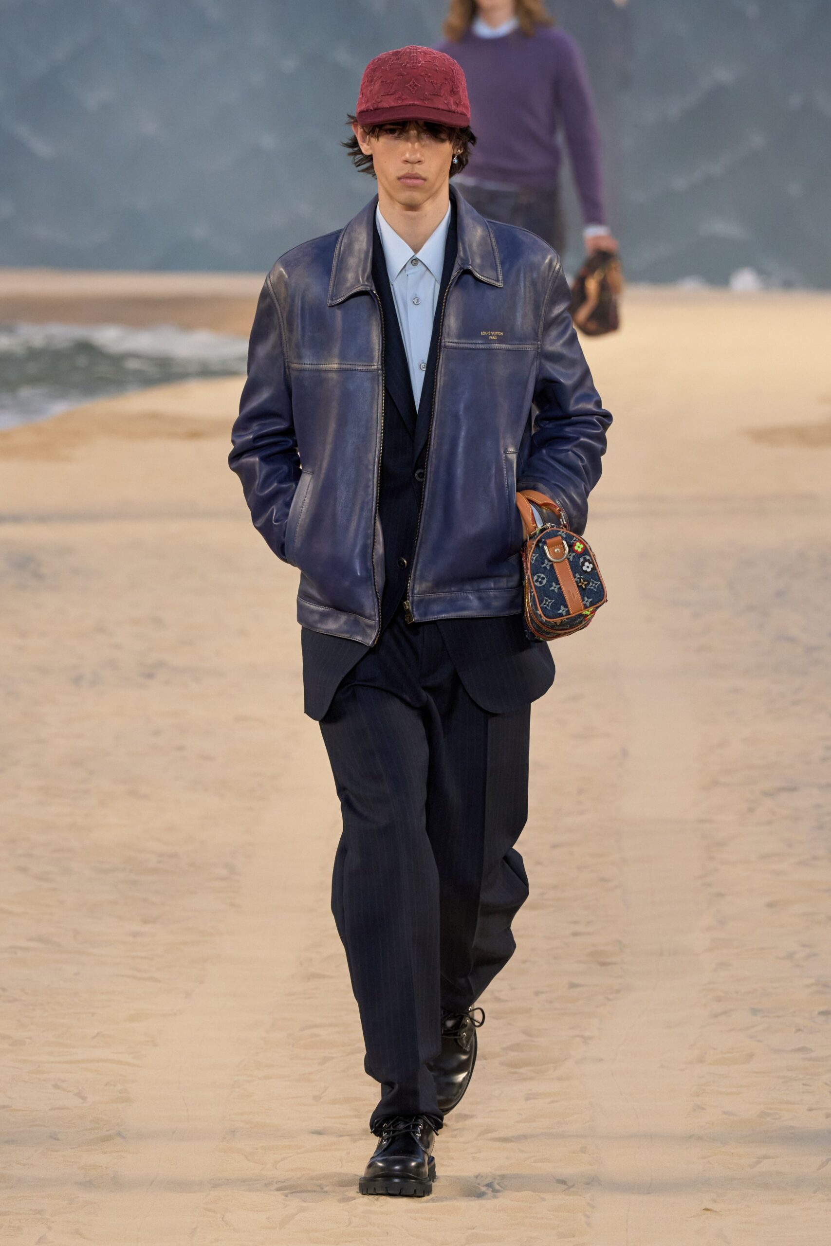 black wool tailored pleated pants