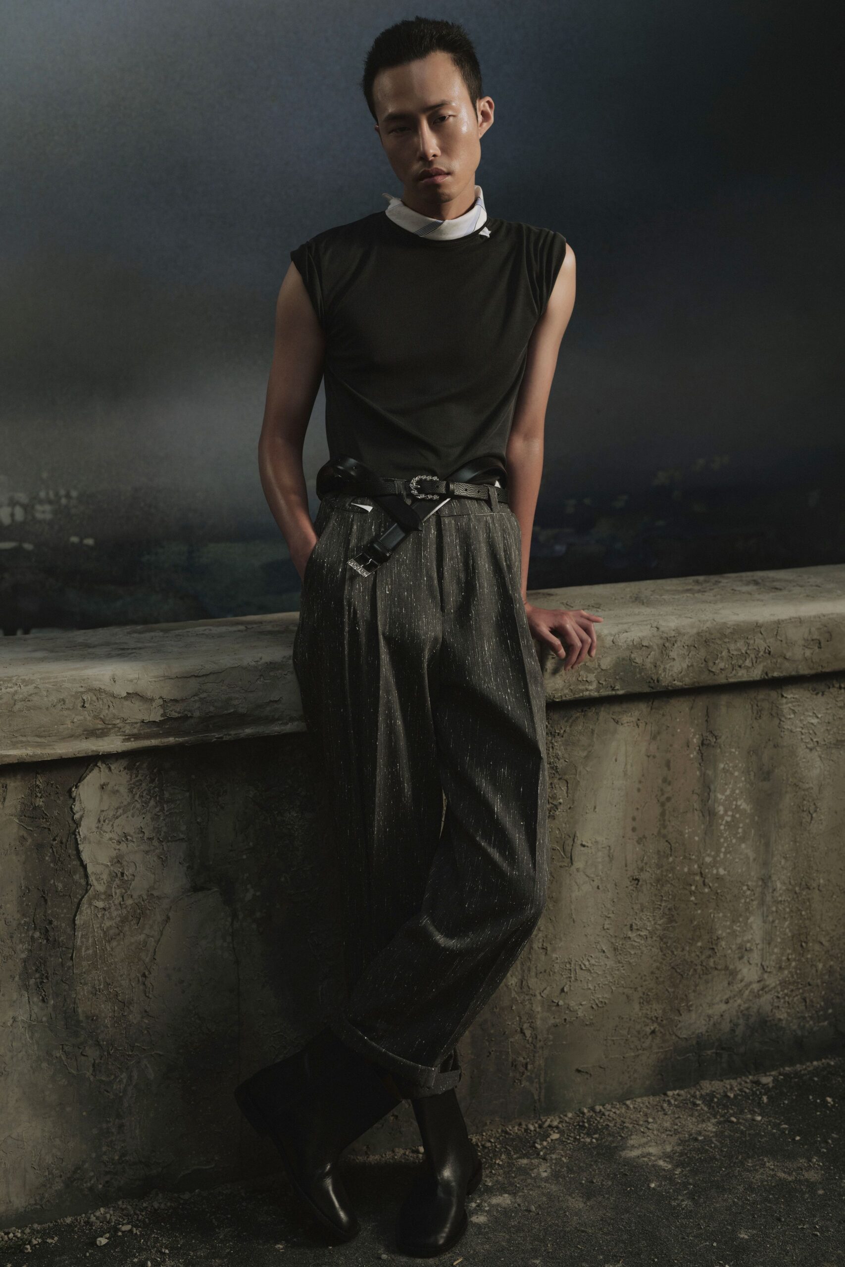 black leather belt