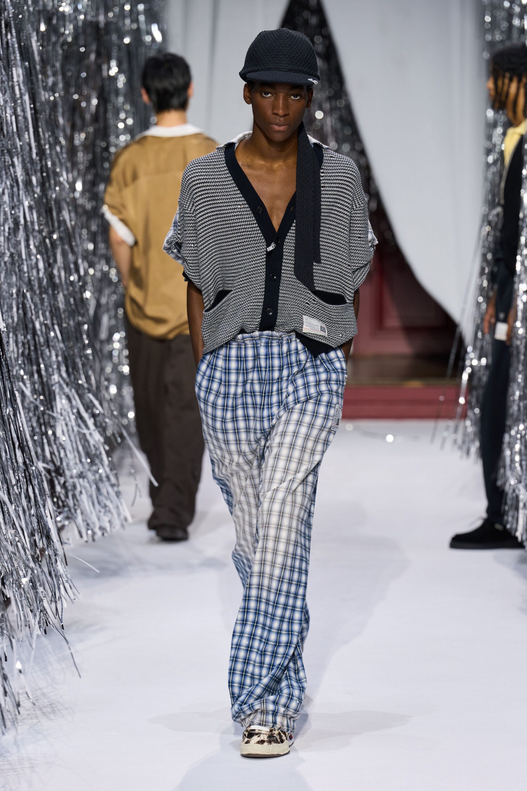 checked shirt and pants outfit