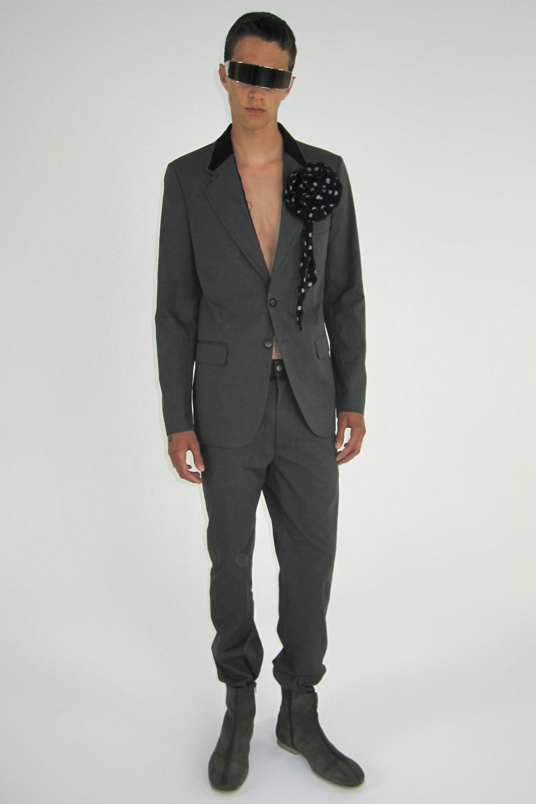 black polka-dot scarf