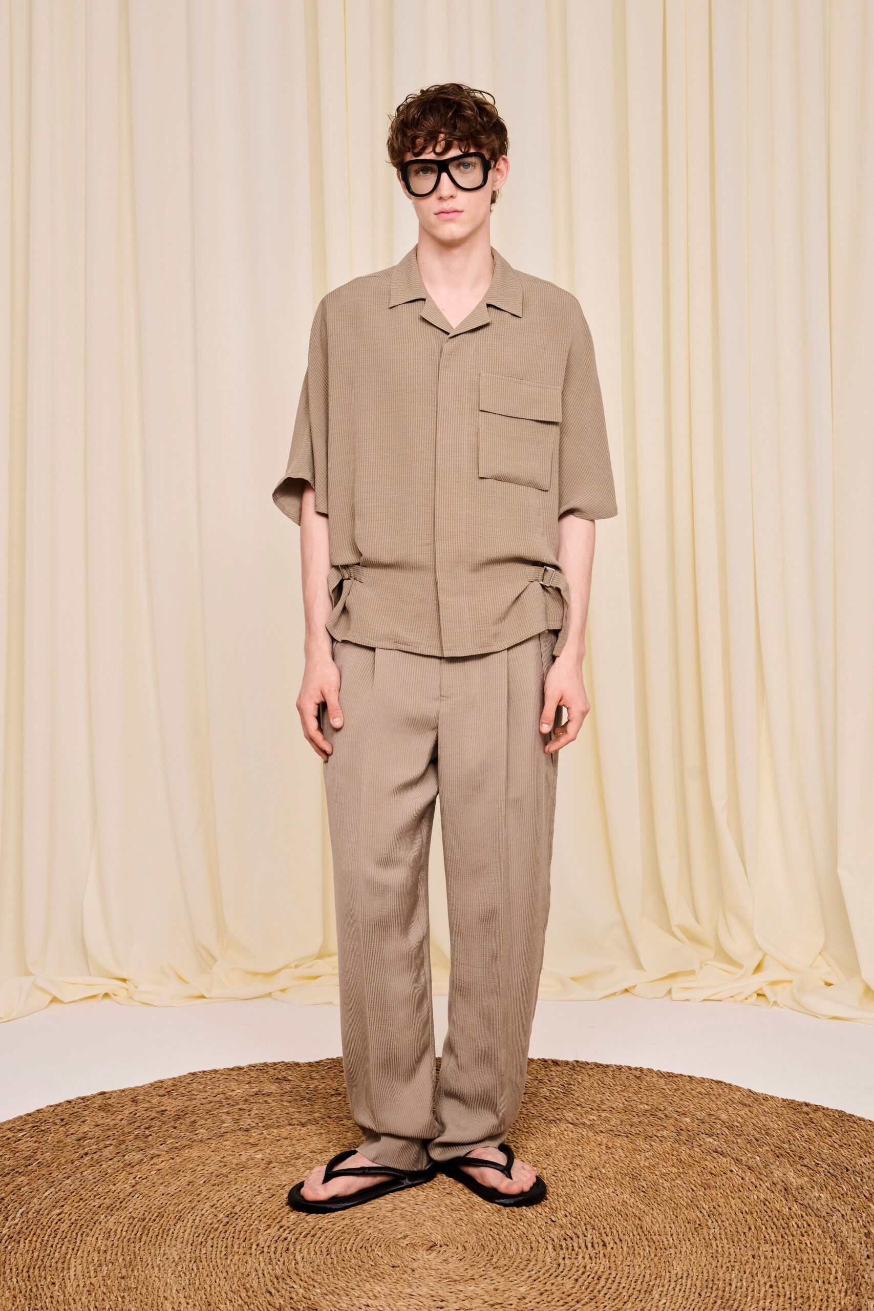 beige relaxed shirt and pants