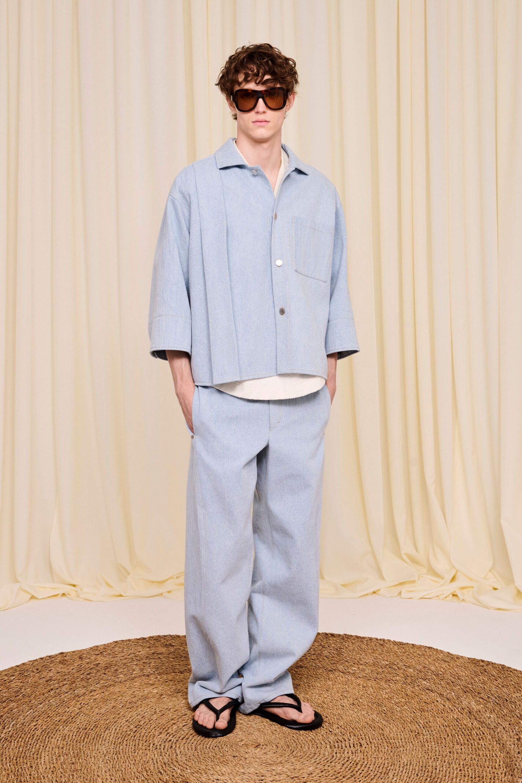 blue relaxed cotton shirt and pants