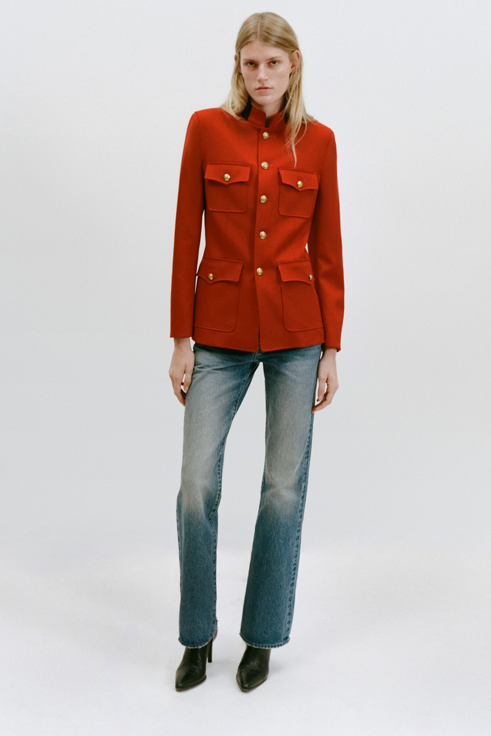 blue denim slim straight-leg jeans