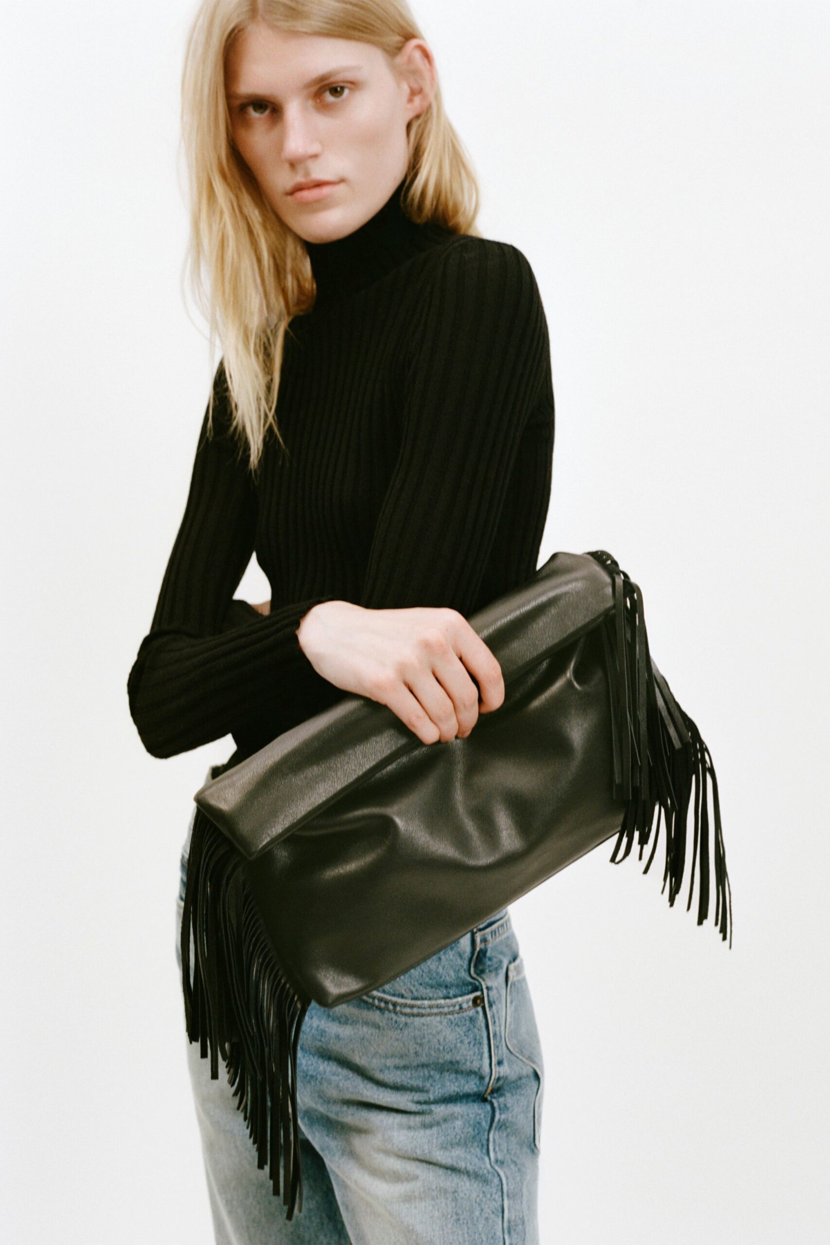blue denim relaxed straight-leg jeans