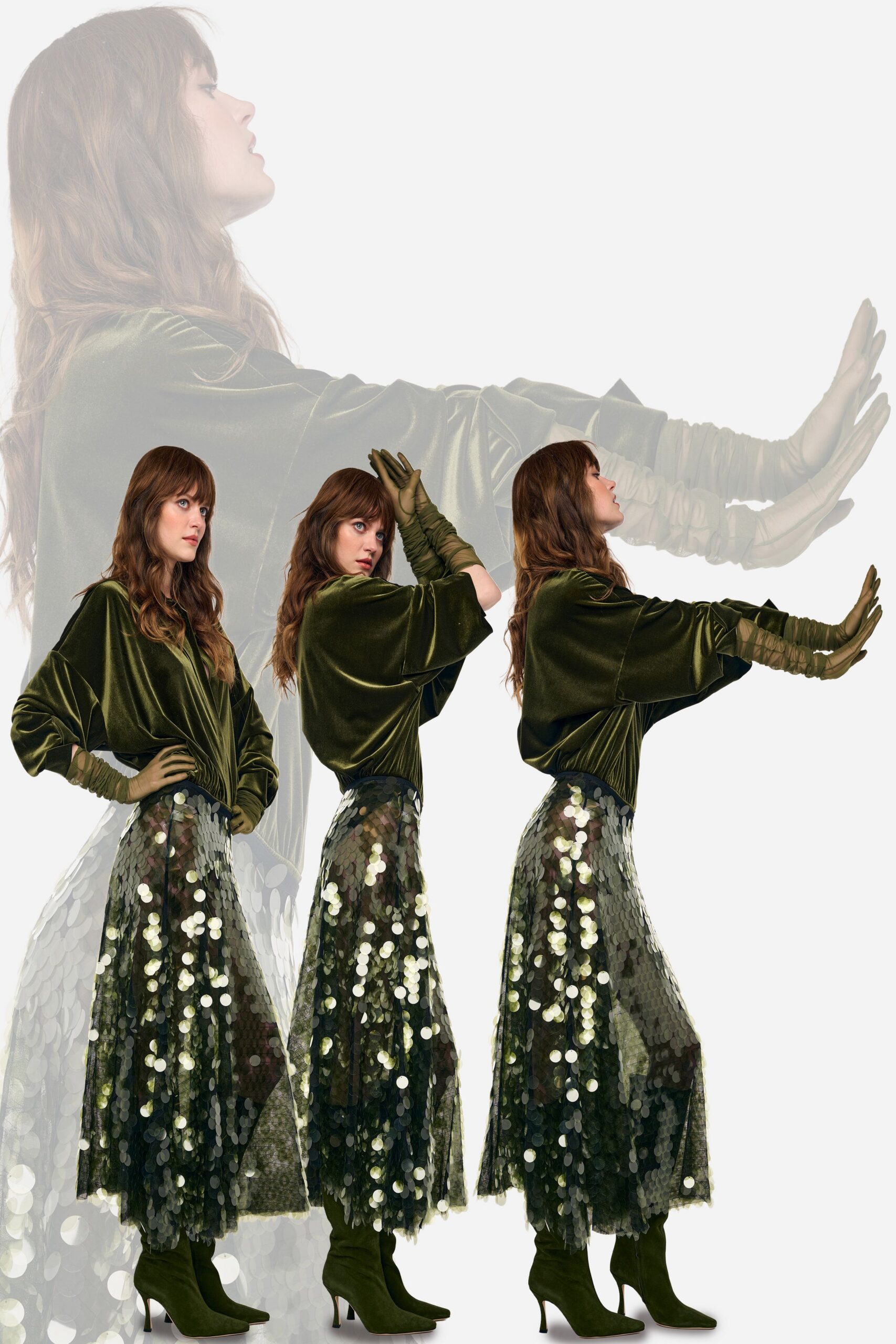 multi sequin fitted tiered shiny maxi skirt